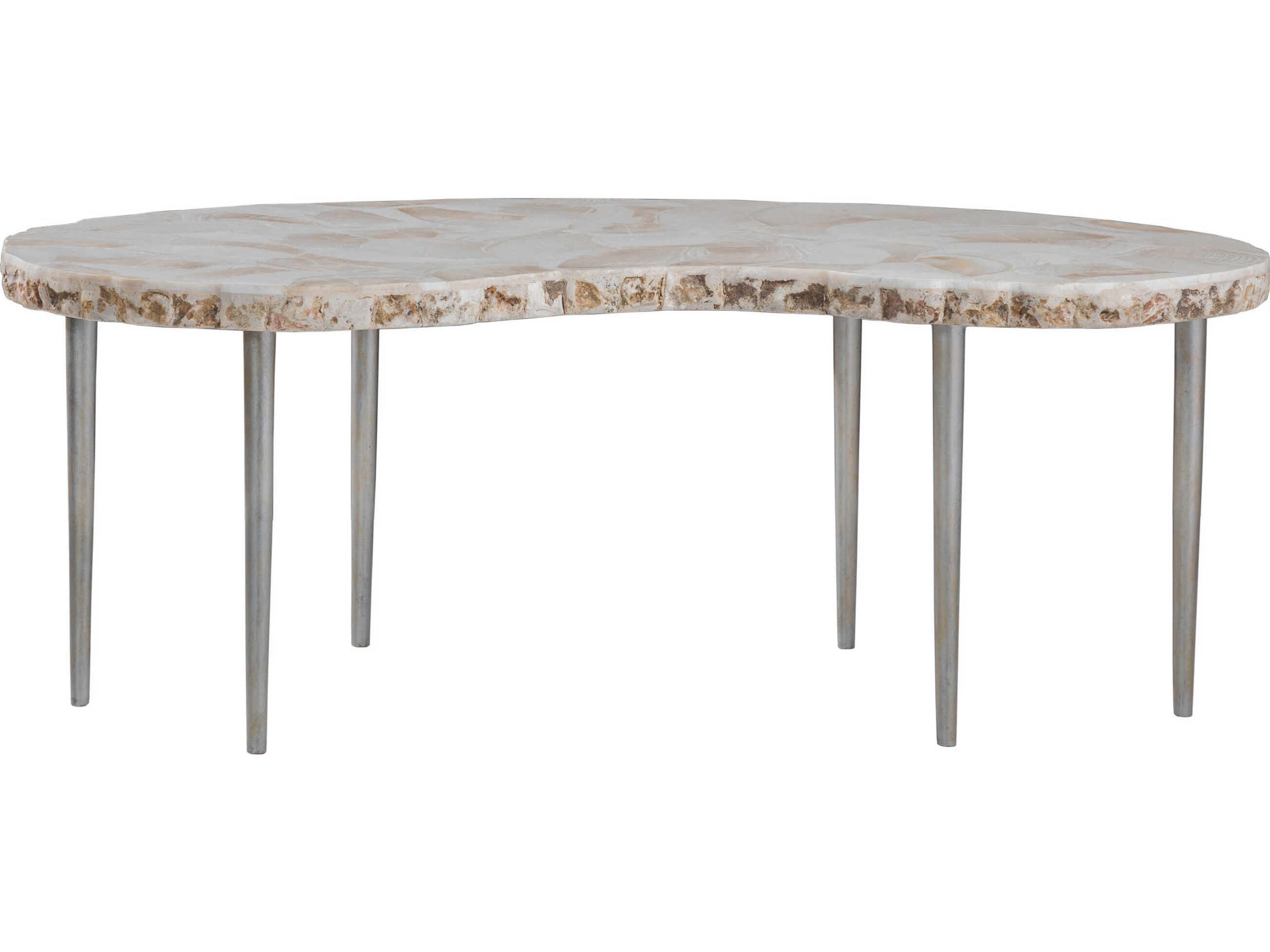 Signature Designs Seamount White Clam Shell Silver Cocktail Table