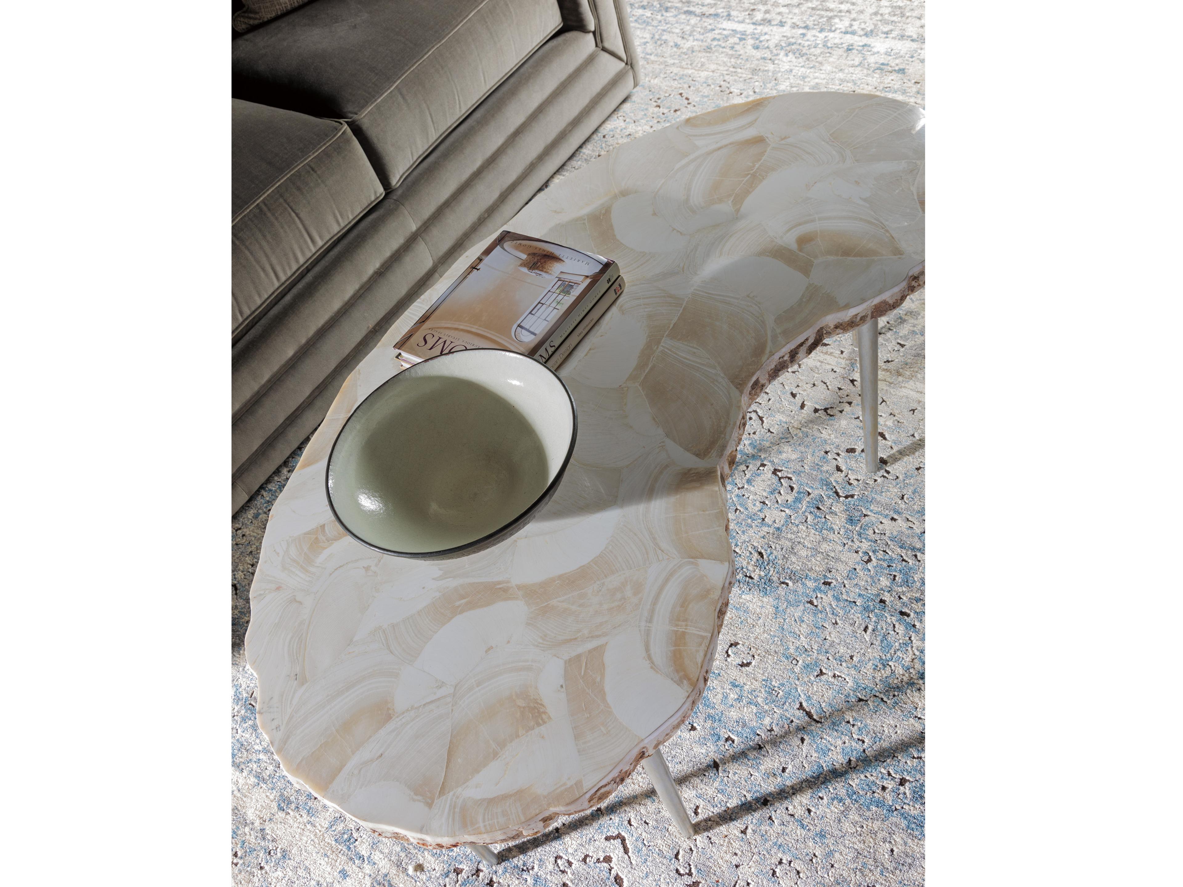 Artistica Signature Designs Seamount White Clam Shell Silver Cocktail Table