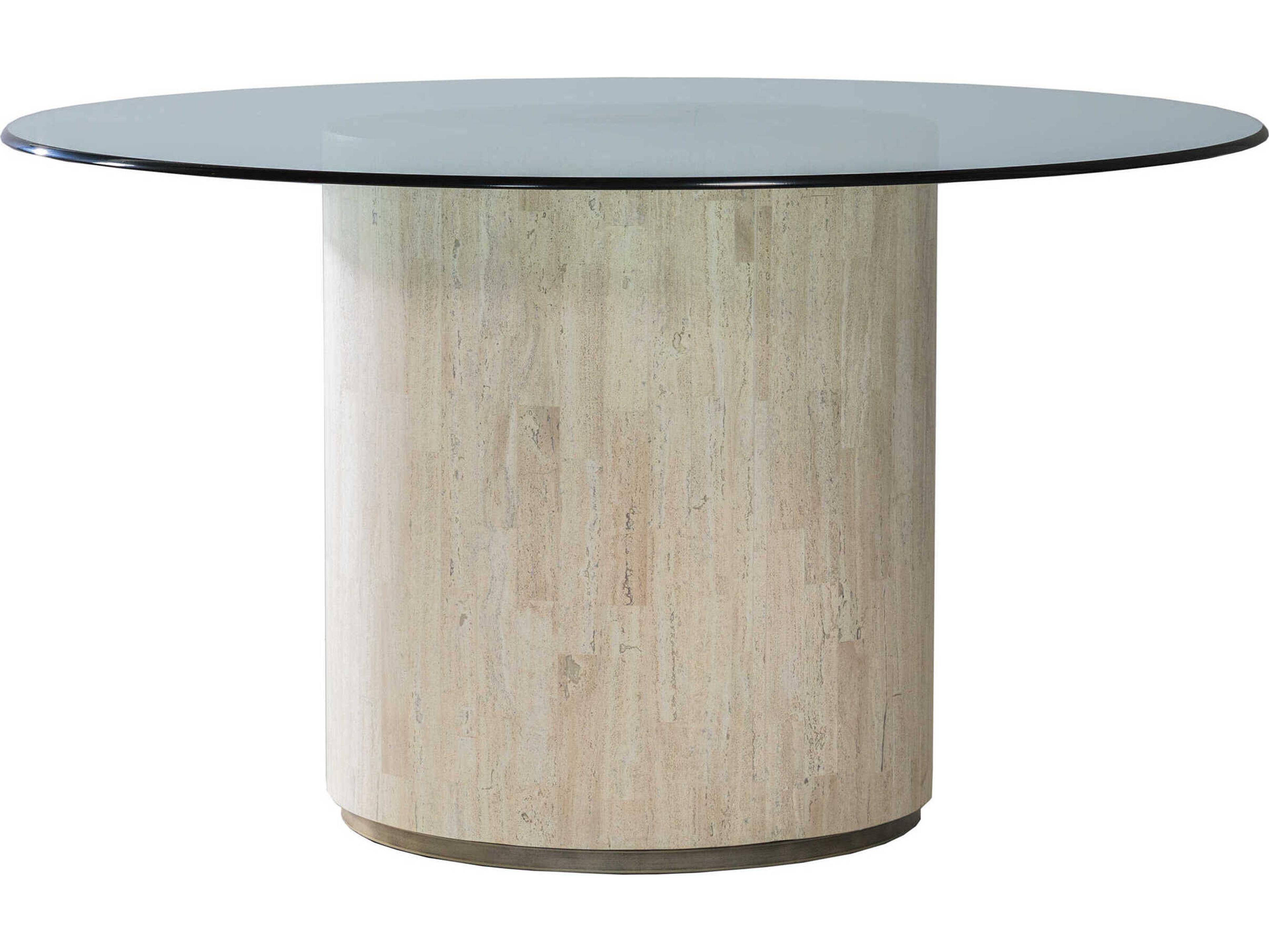 Signature Designs Cassio Round Glass White Silver Dining Table