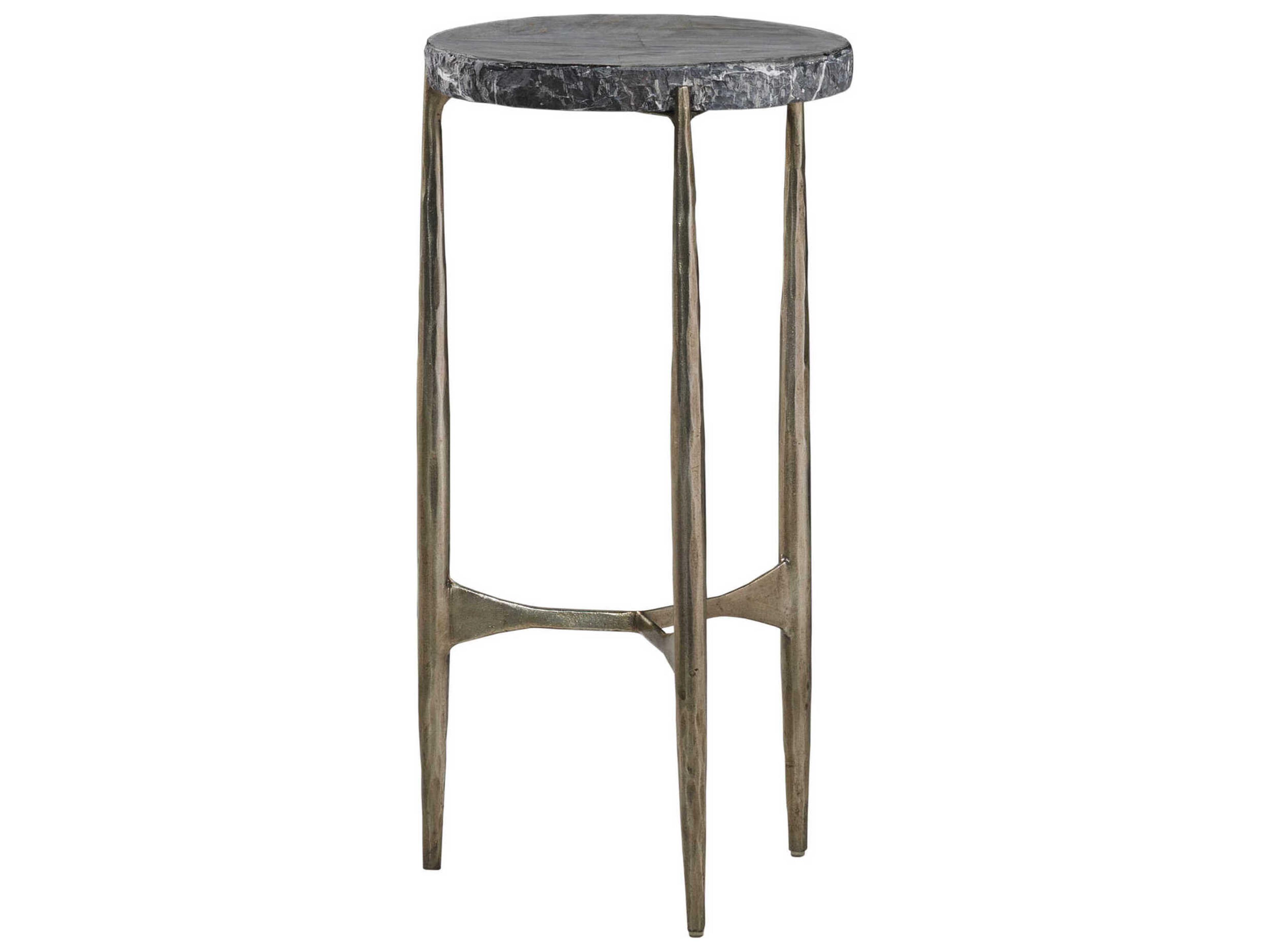 Signature Designs Tybalt Round Marble Gray End Table