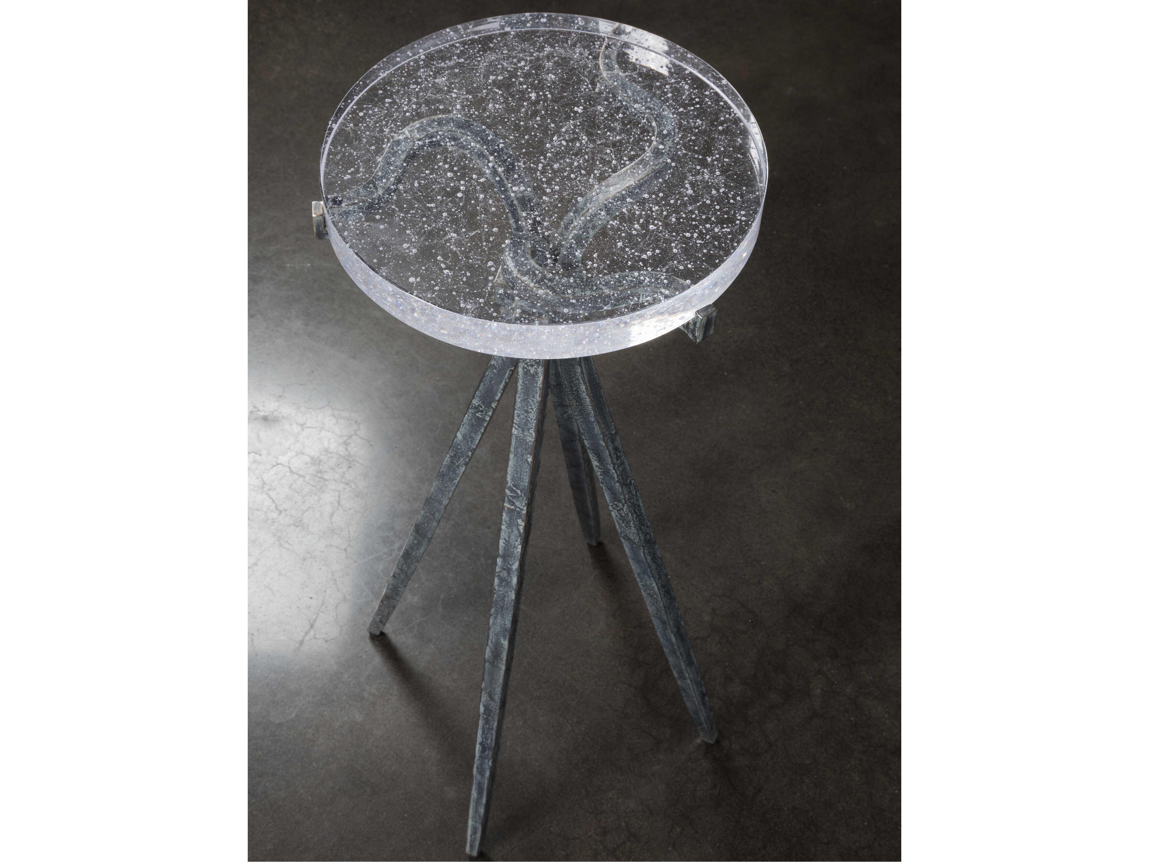 Artistica Signature Designs Luna Round Glass Natural Iron End Table