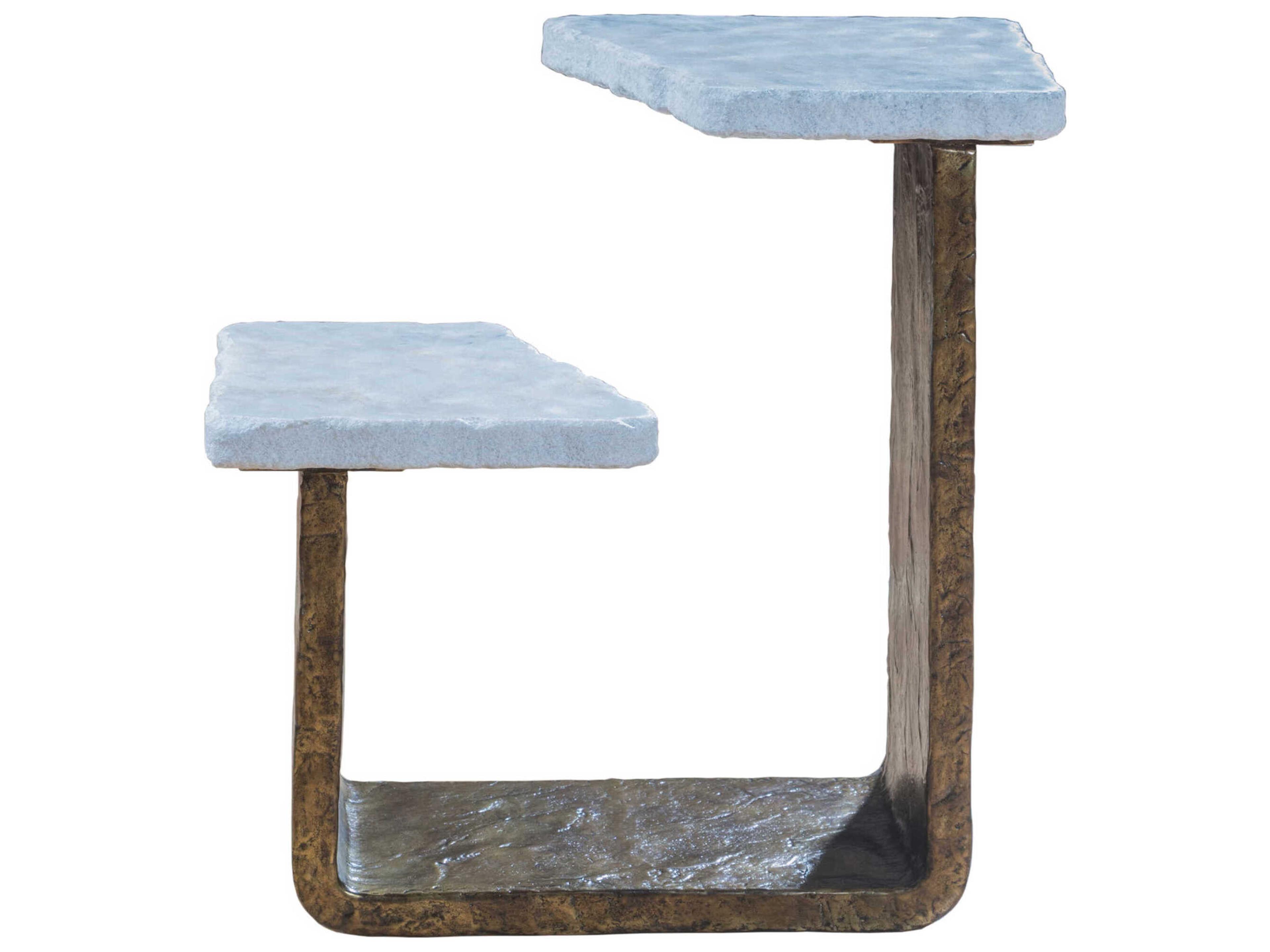 Artistica Signature Designs Contango Tiered Marble Patinized Bronze End Table