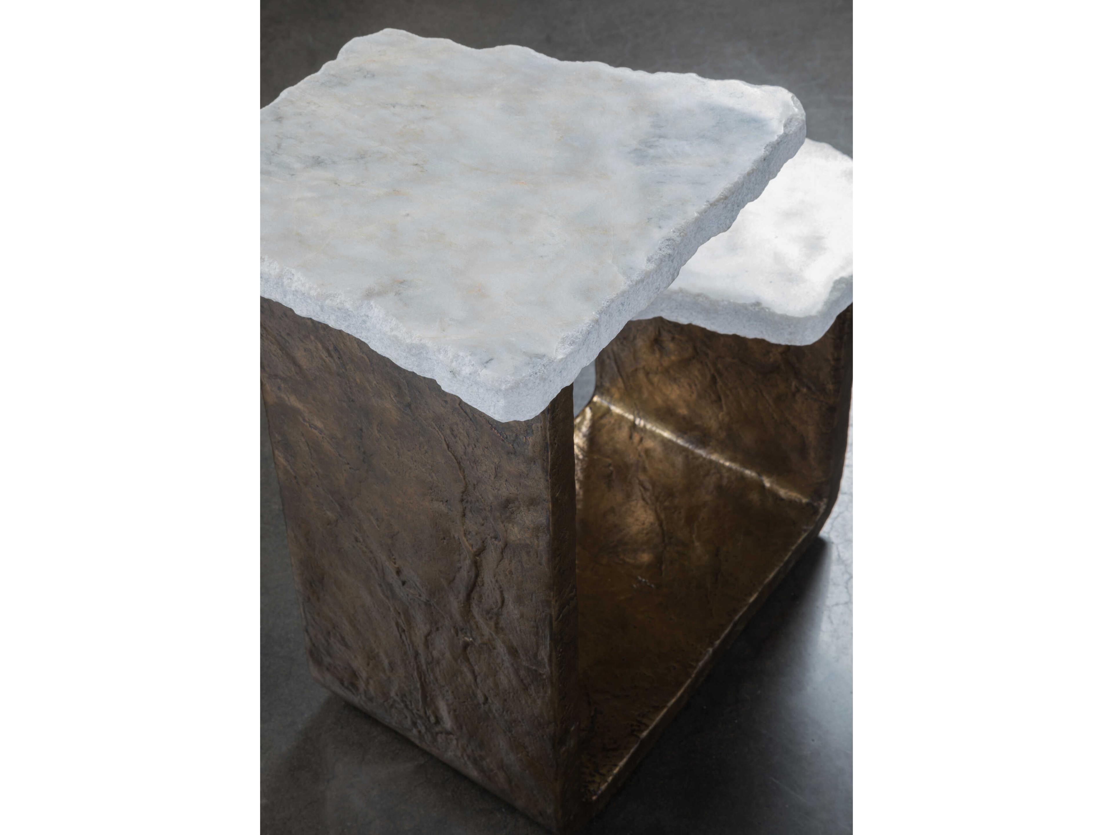 Artistica Signature Designs Contango Tiered Marble Patinized Bronze End Table