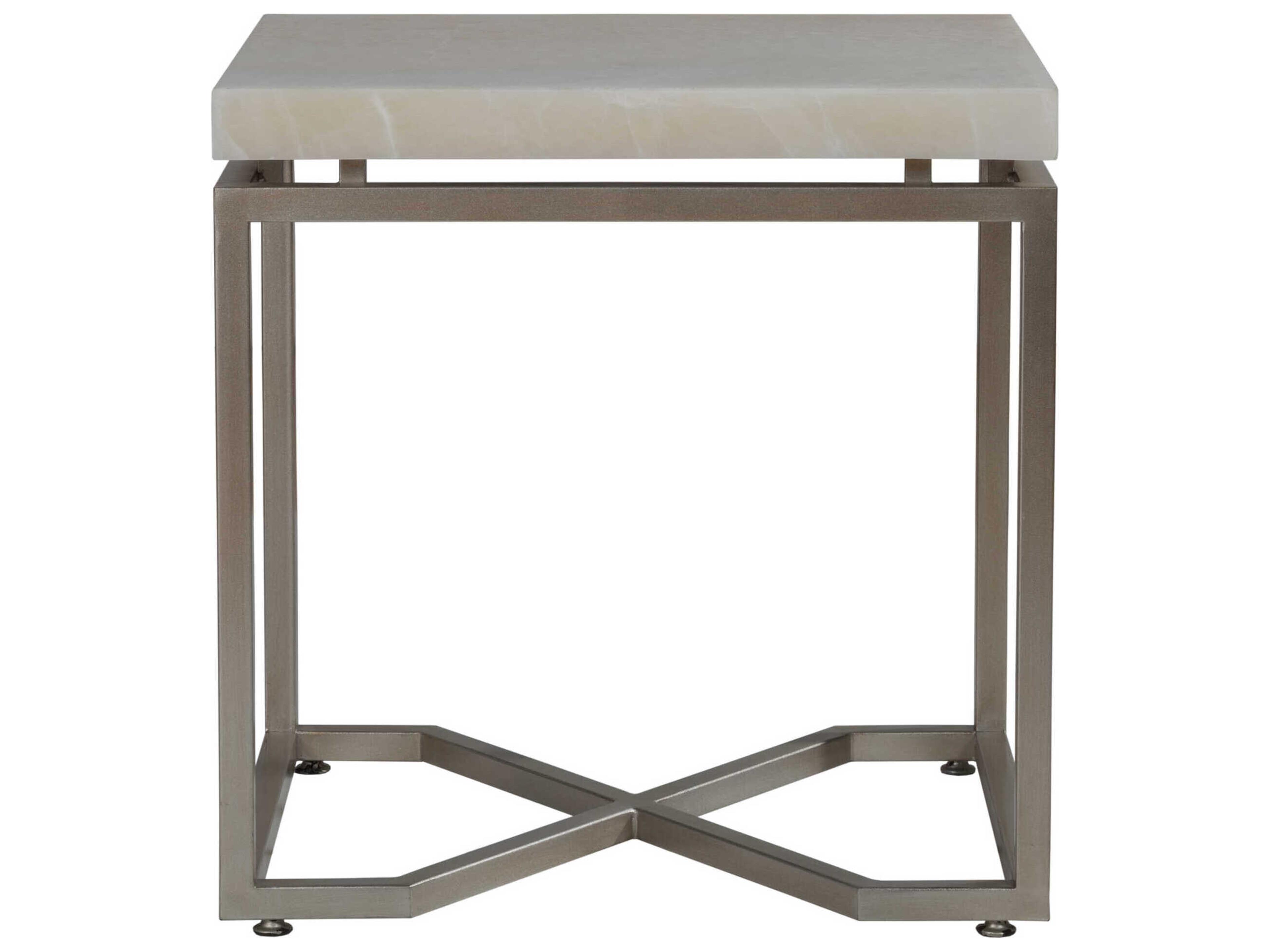 Artistica Signature Designs Vara Rectangular Stone Champagne Silver Leaf White Onyx End Table