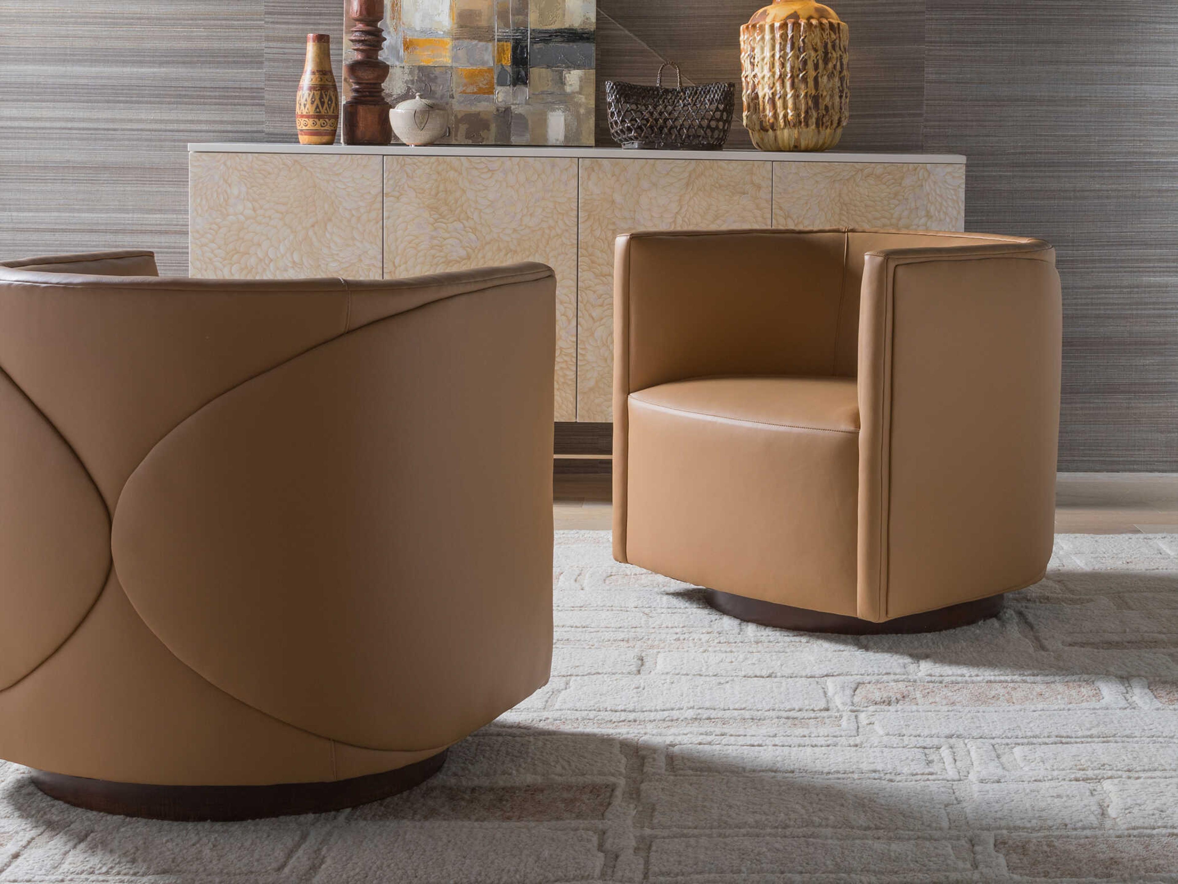 Artistica Ingrid Swivel Leather Accent Chair