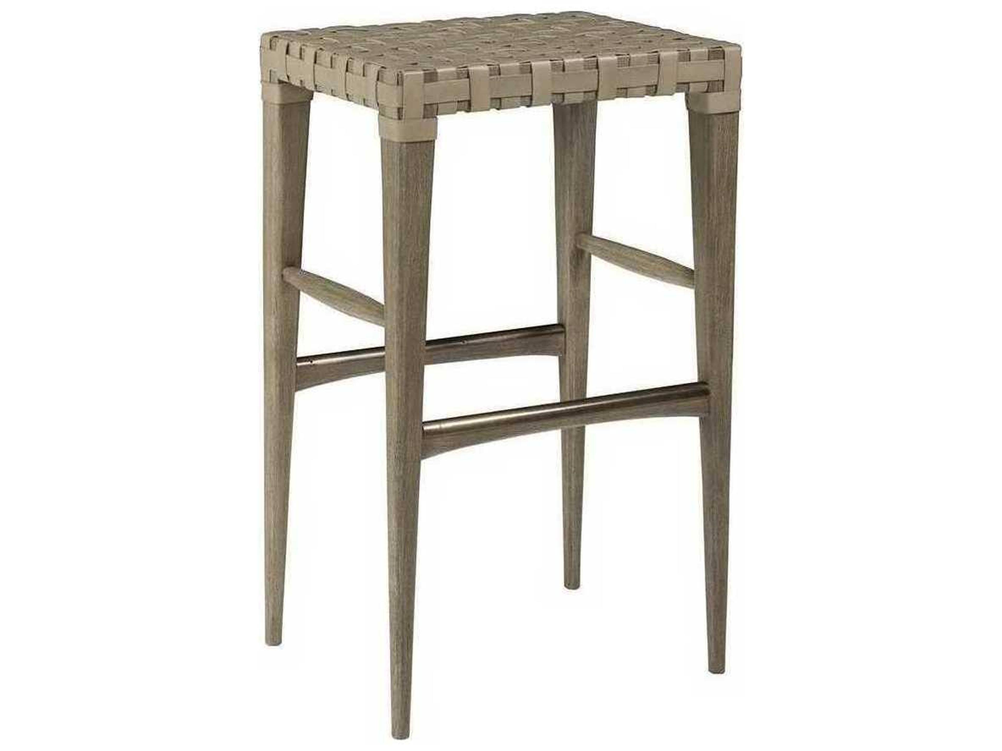 Home Milo Woven Leather Backless Bar Stool in Grigio Finish