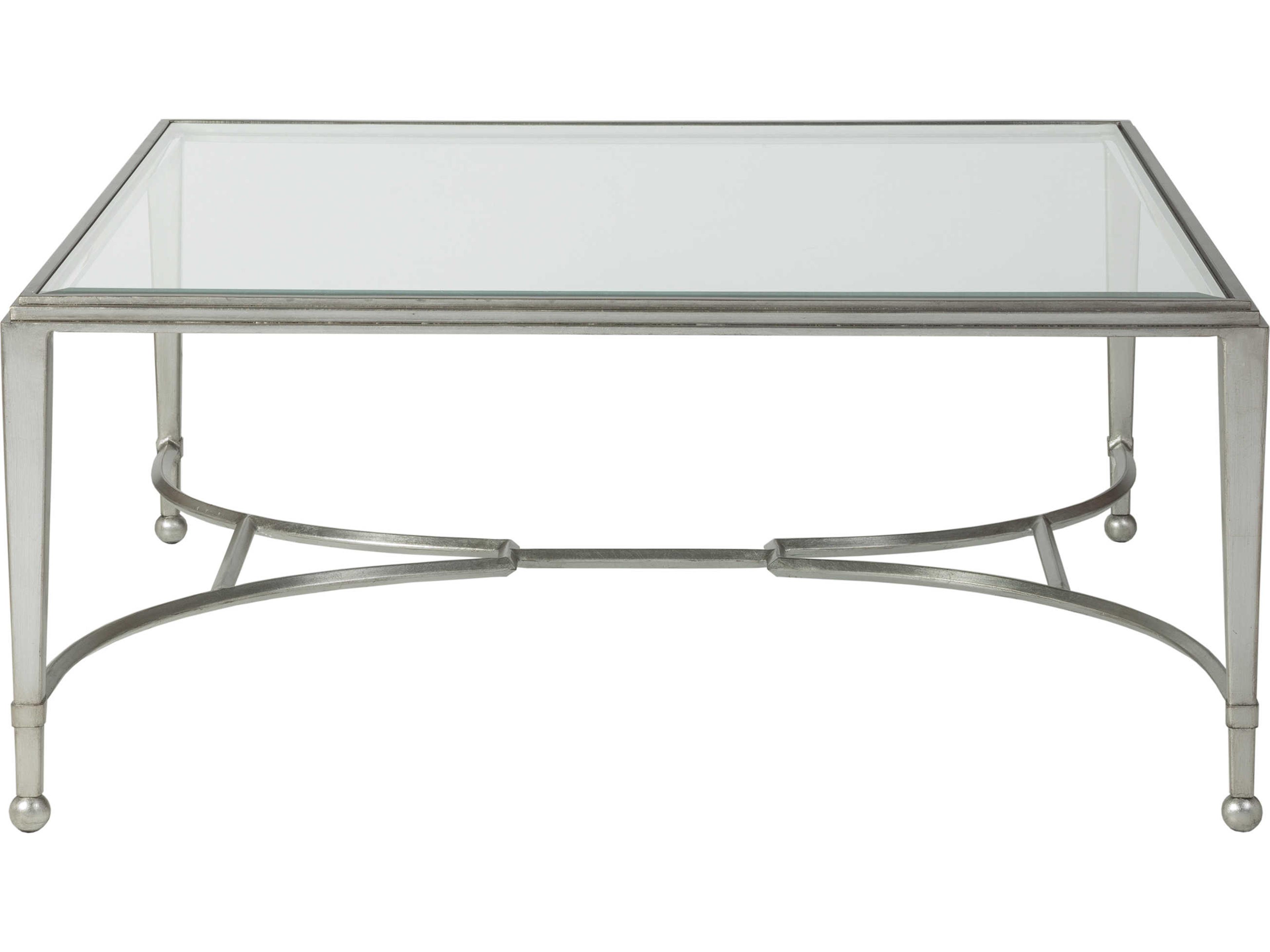 Artistica Metal Designs Sangiovese Square Glass Antique Silver Leaf Cocktail Table
