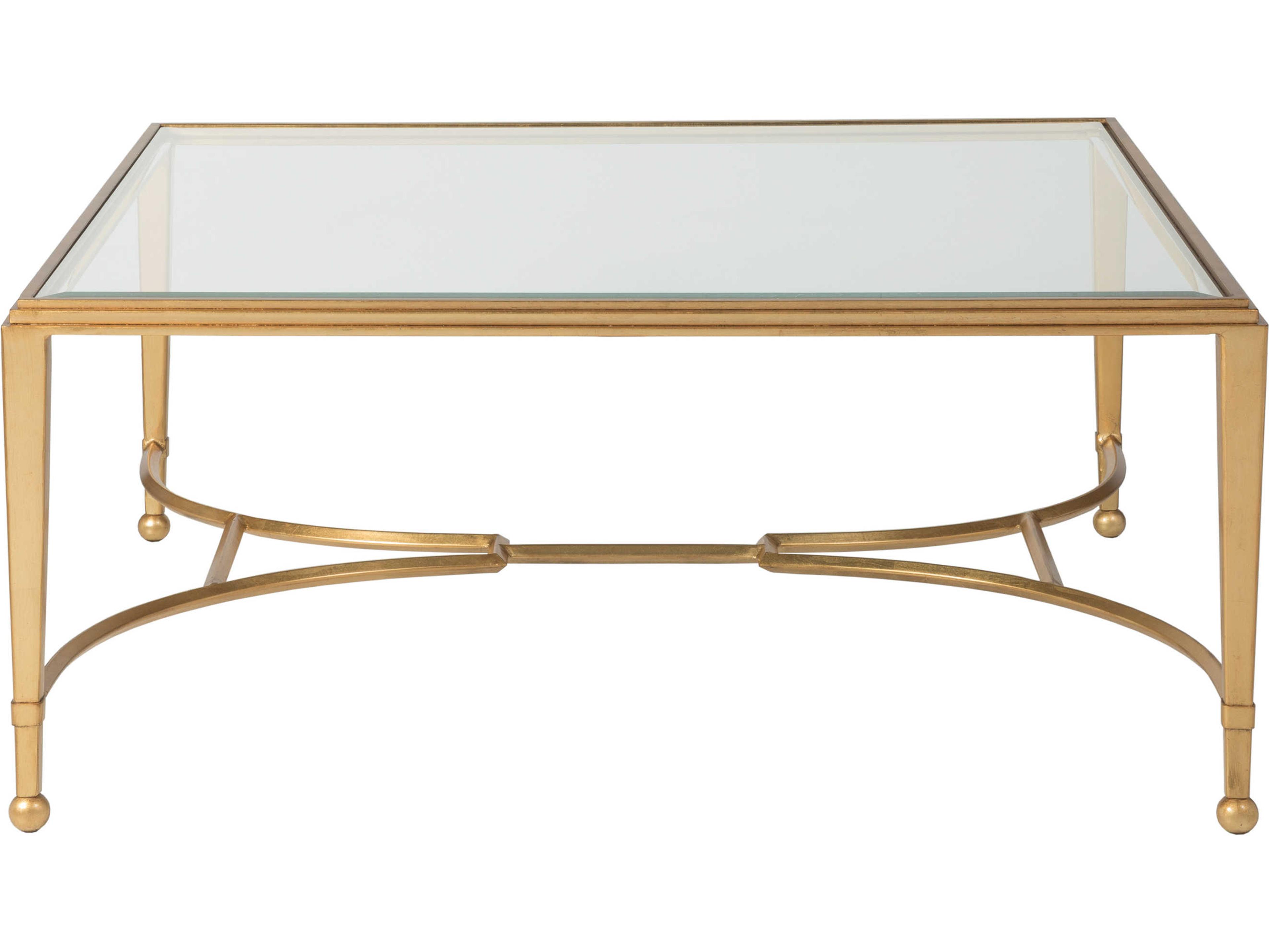 Artistica Metal Designs Sangiovese Square Glass Antique Gold Leaf Cocktail Table