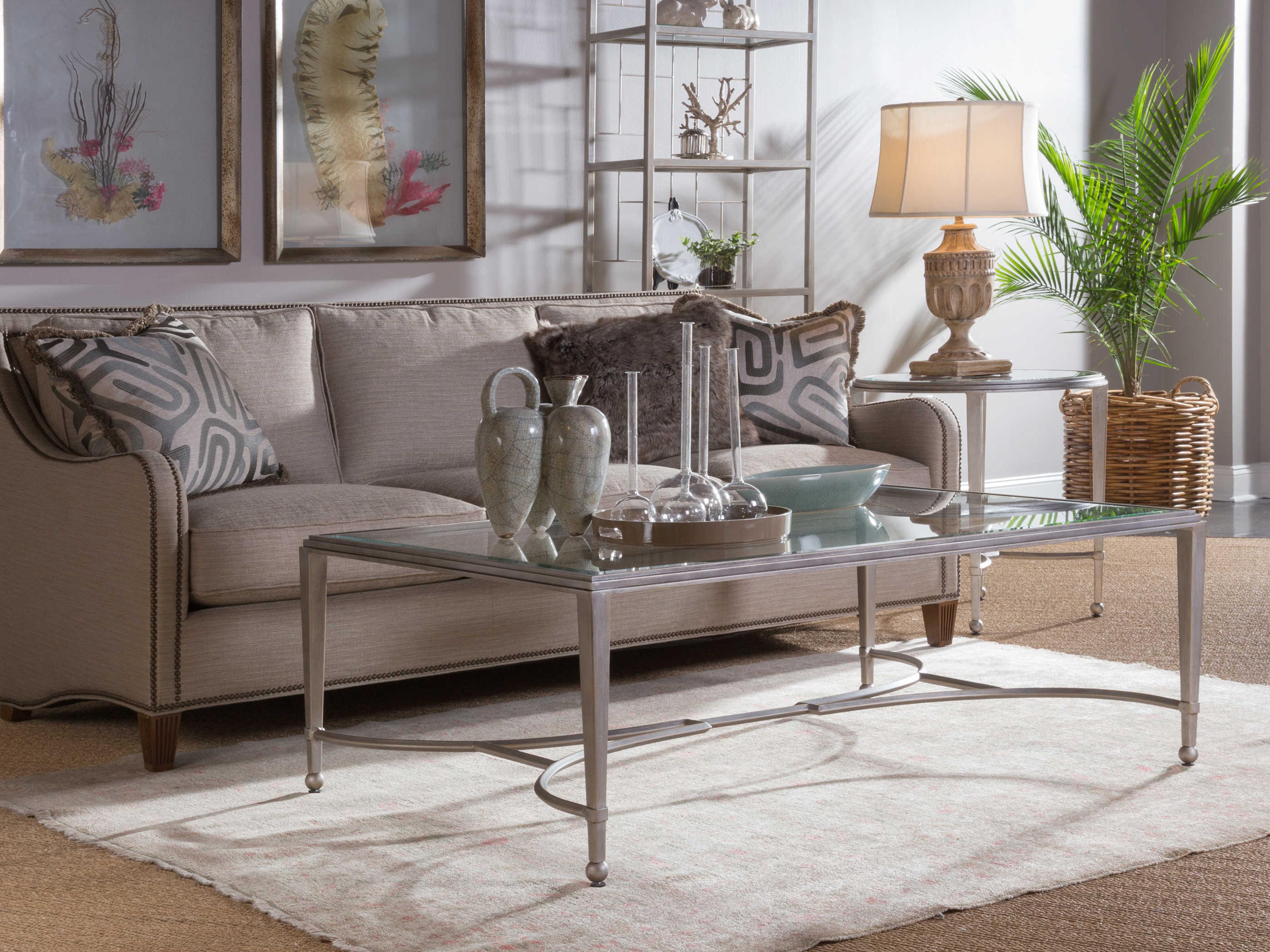 Artistica Metal Designs Sangiovese Rectangular Glass Argento Cocktail Table