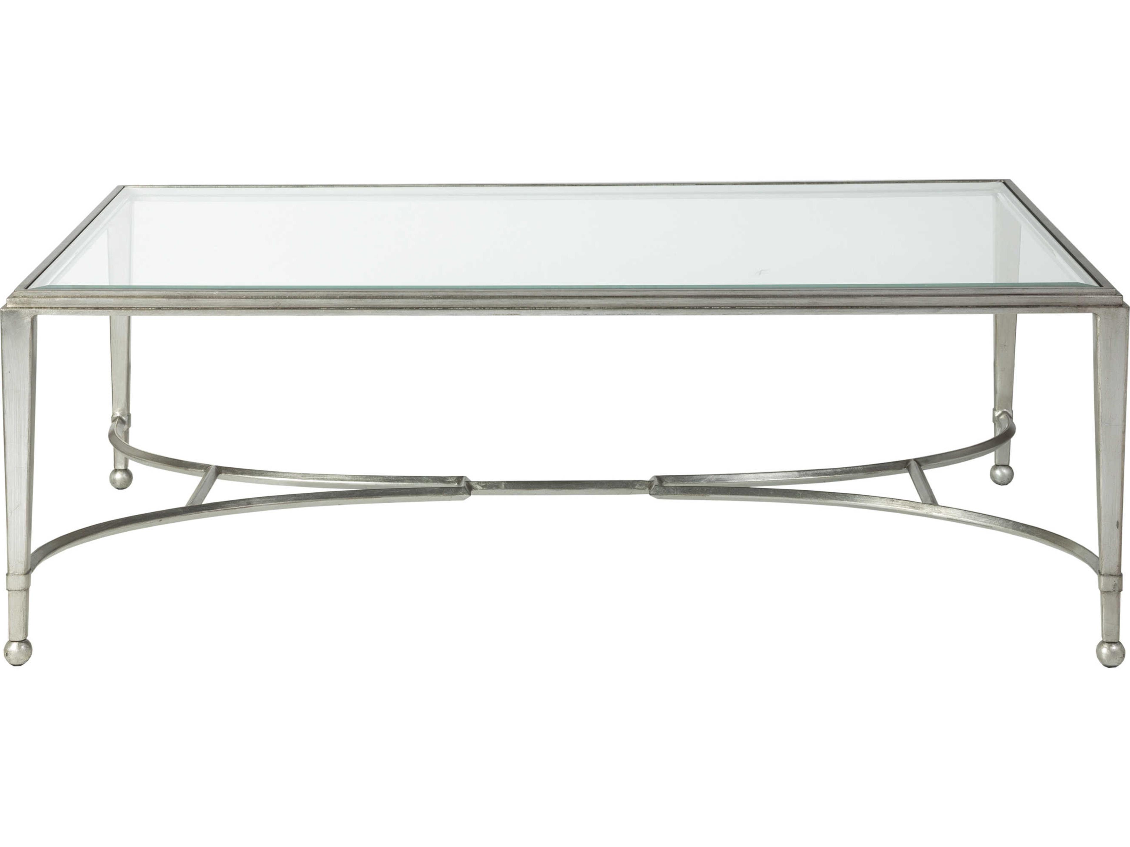 Artistica Metal Designs Sangiovese Rectangular Glass Antique Silver Leaf Cocktail Table