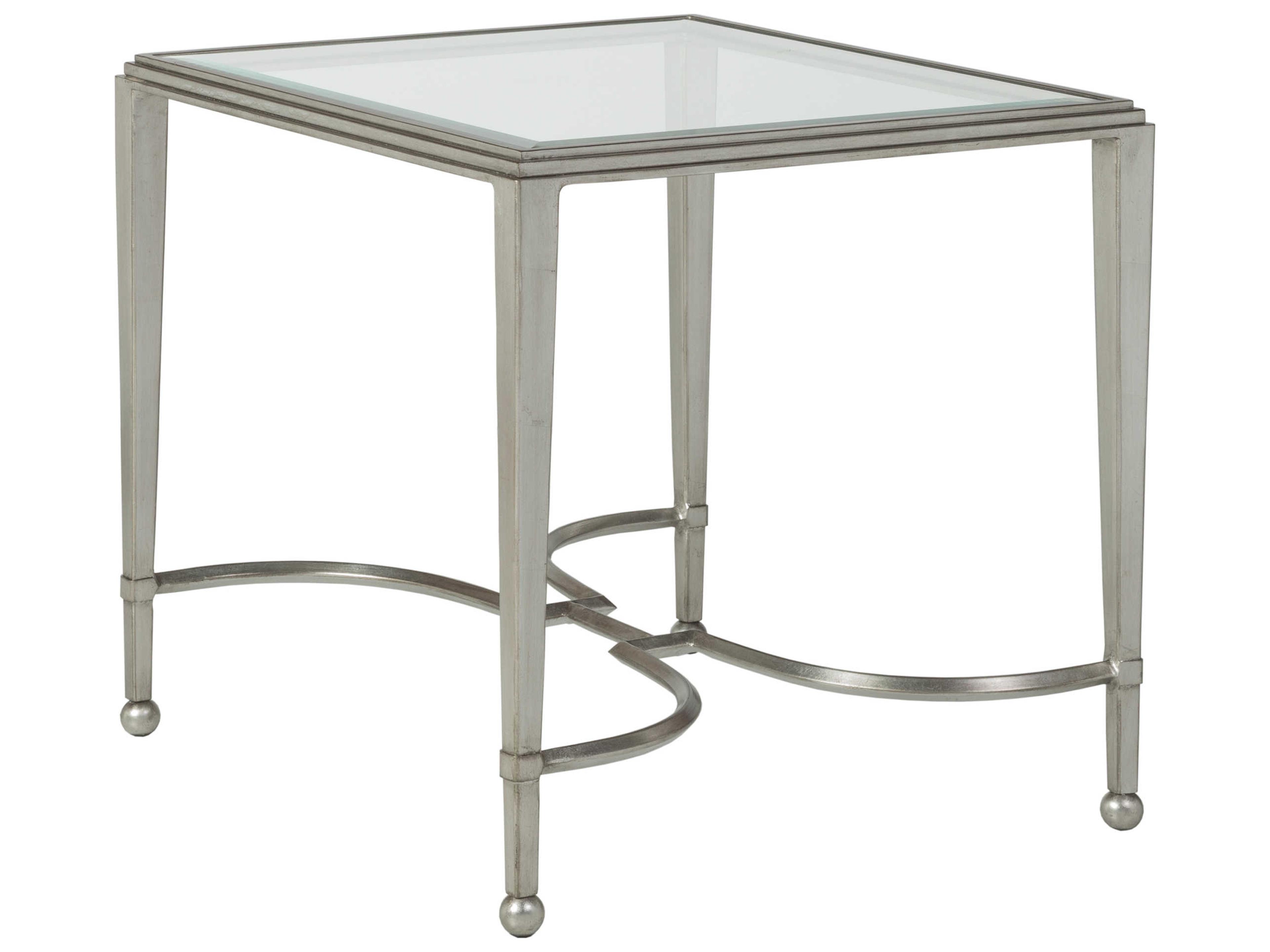 Artistica Metal Designs Sangiovese Rectangular Glass Antique Silver Leaf End Table