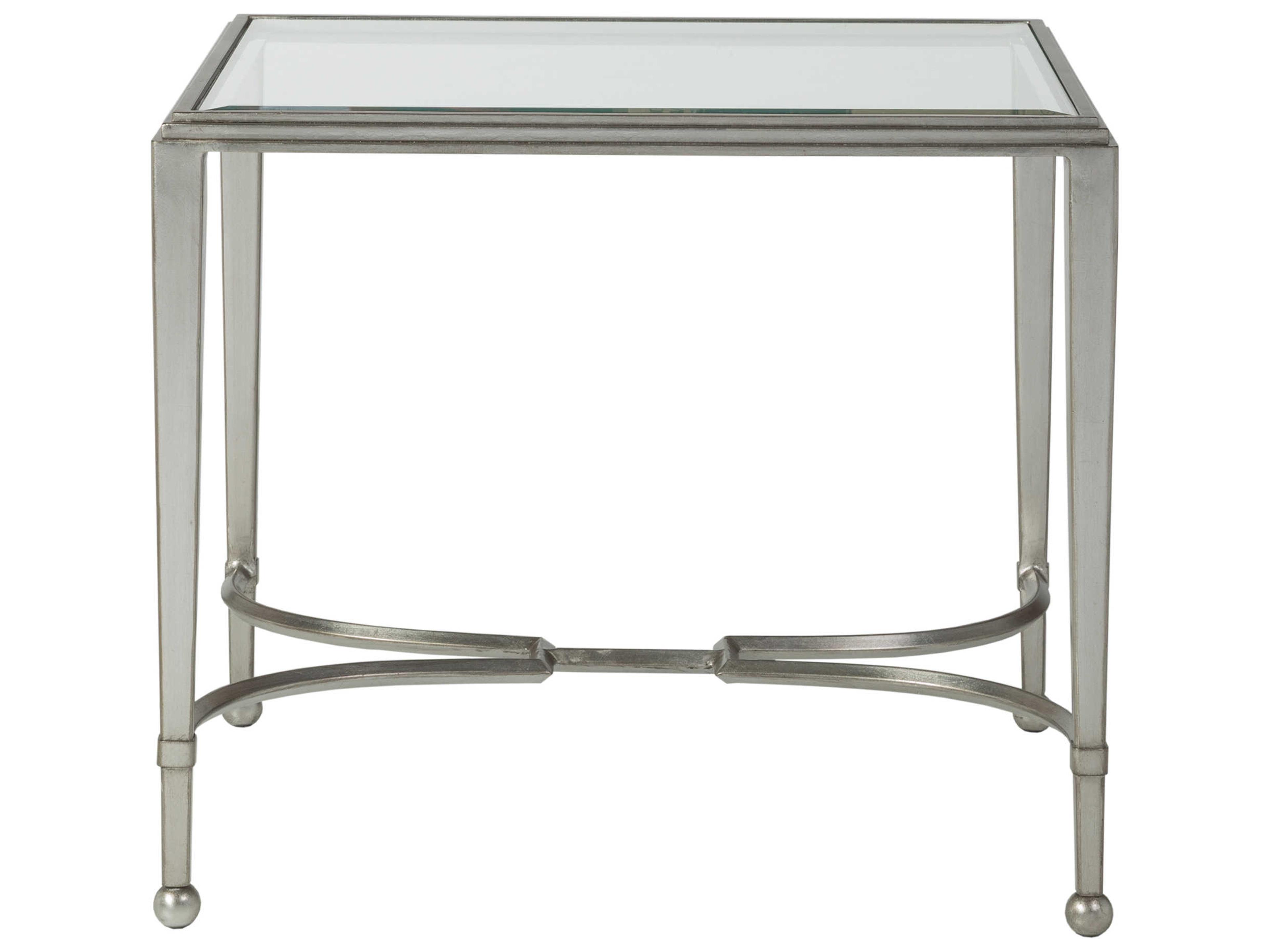 Artistica Metal Designs Sangiovese Rectangular Glass Antique Silver Leaf End Table