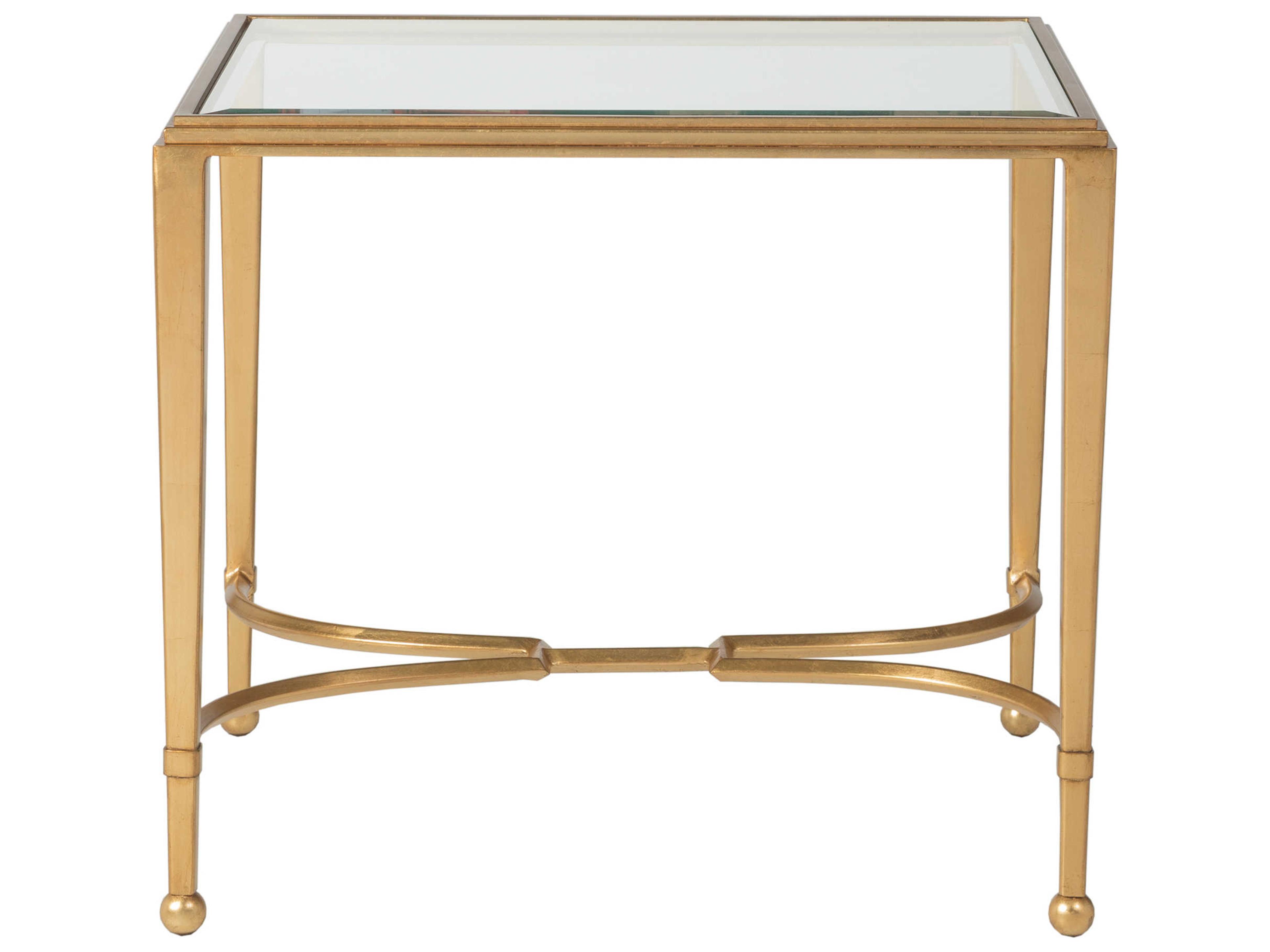 Artistica Metal Designs Sangiovese Rectangular Glass Antique Gold Leaf End Table