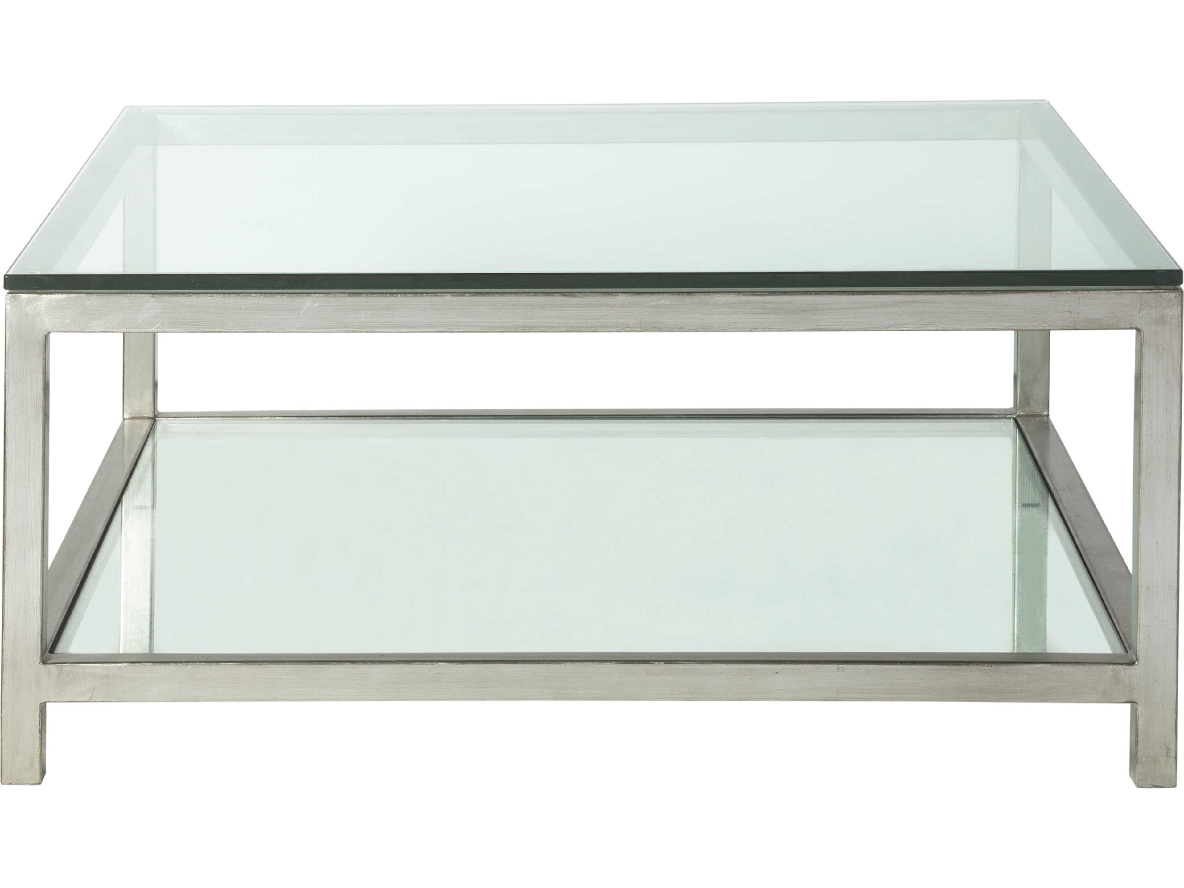 Artistica Metal Designs Per Se Square Glass Antique Silver Leaf Cocktail Table