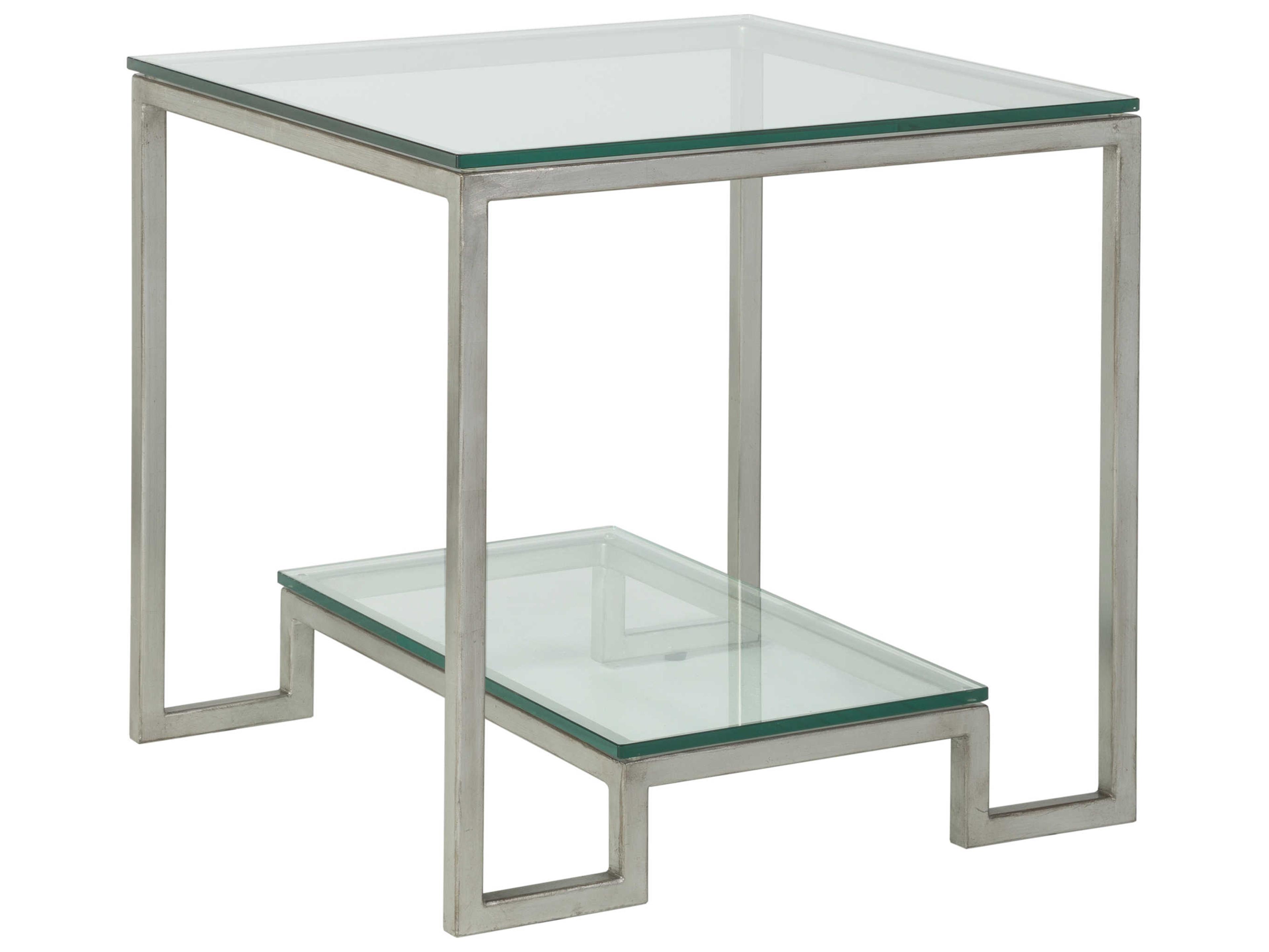 Artistica Metal Designs Bonaire Square Glass Antique Silver Leaf End Table