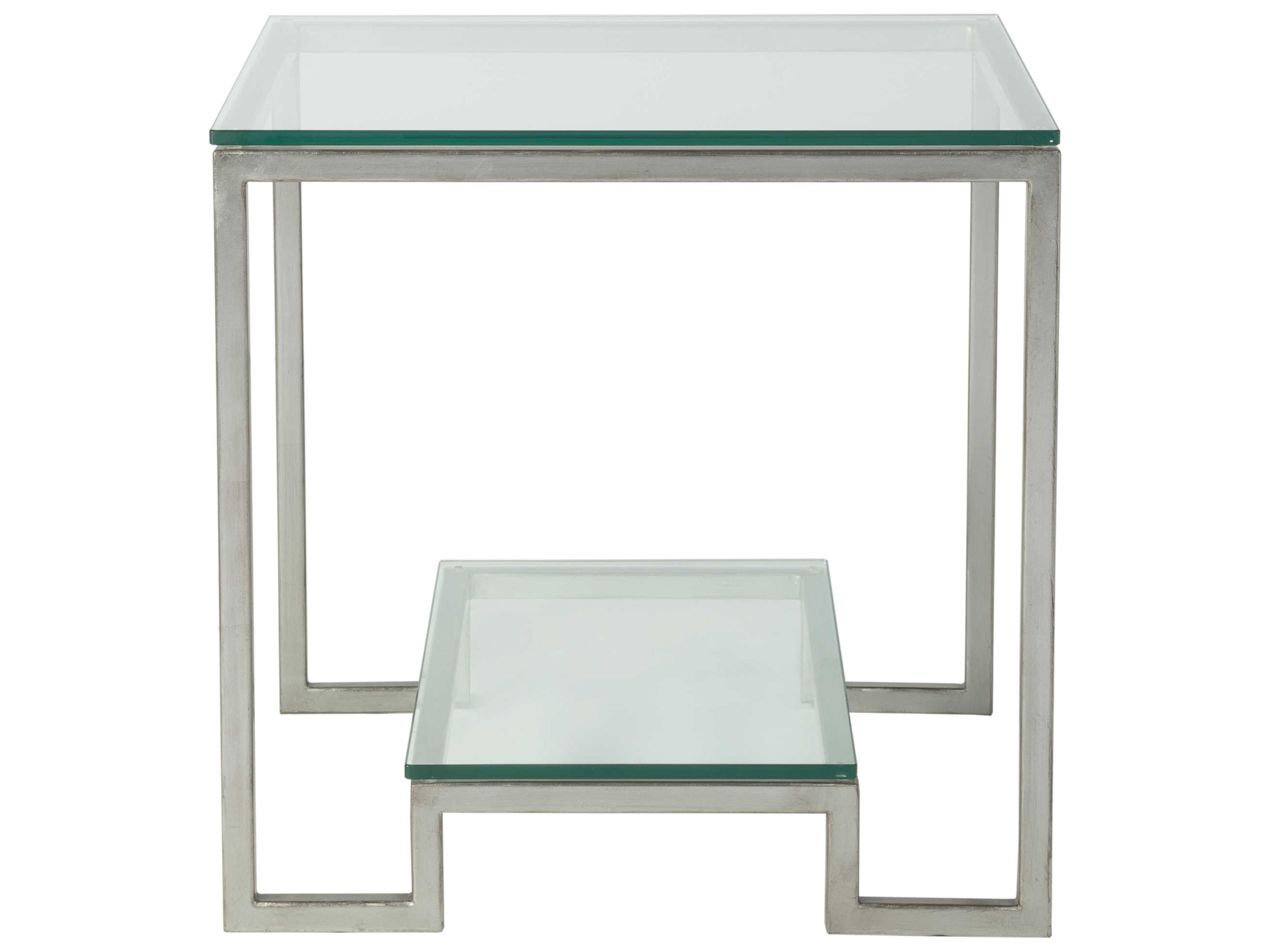Artistica Metal Designs Bonaire Square Glass Antique Silver Leaf End Table