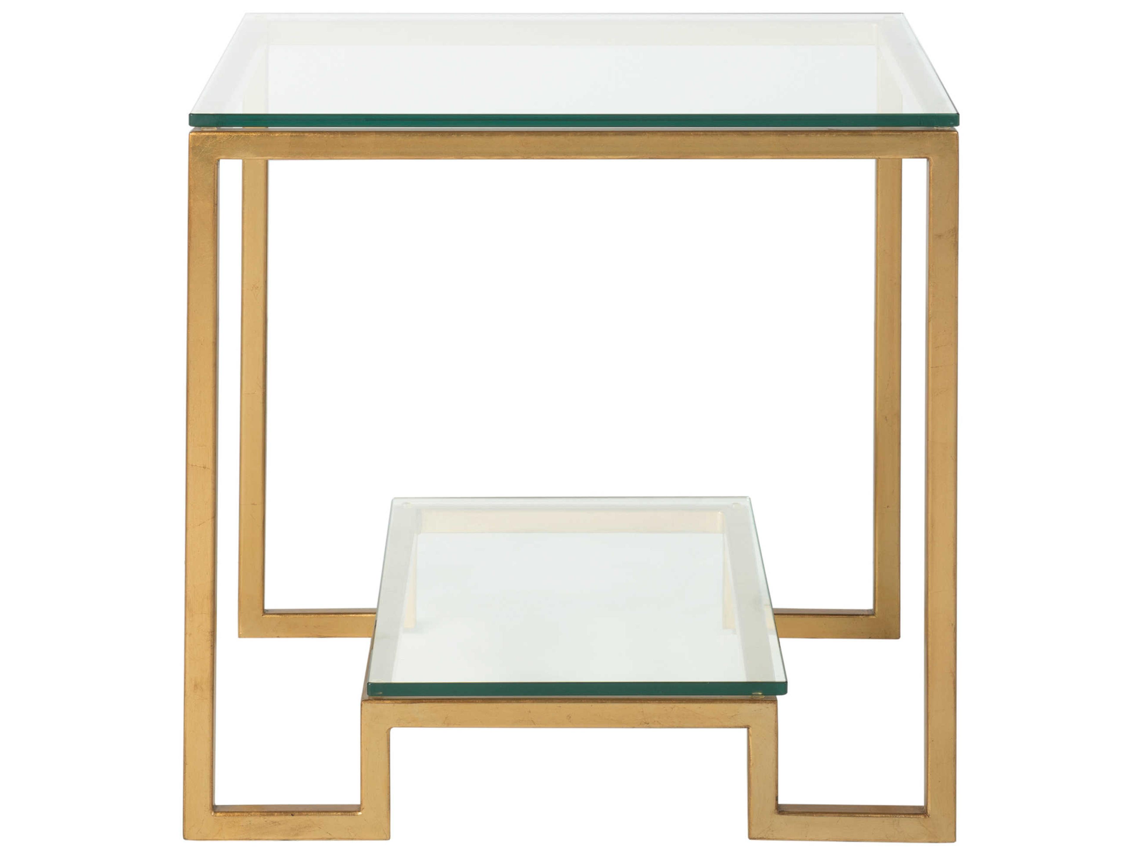 Artistica Metal Designs Bonaire Square Glass Antique Gold Leaf End Table
