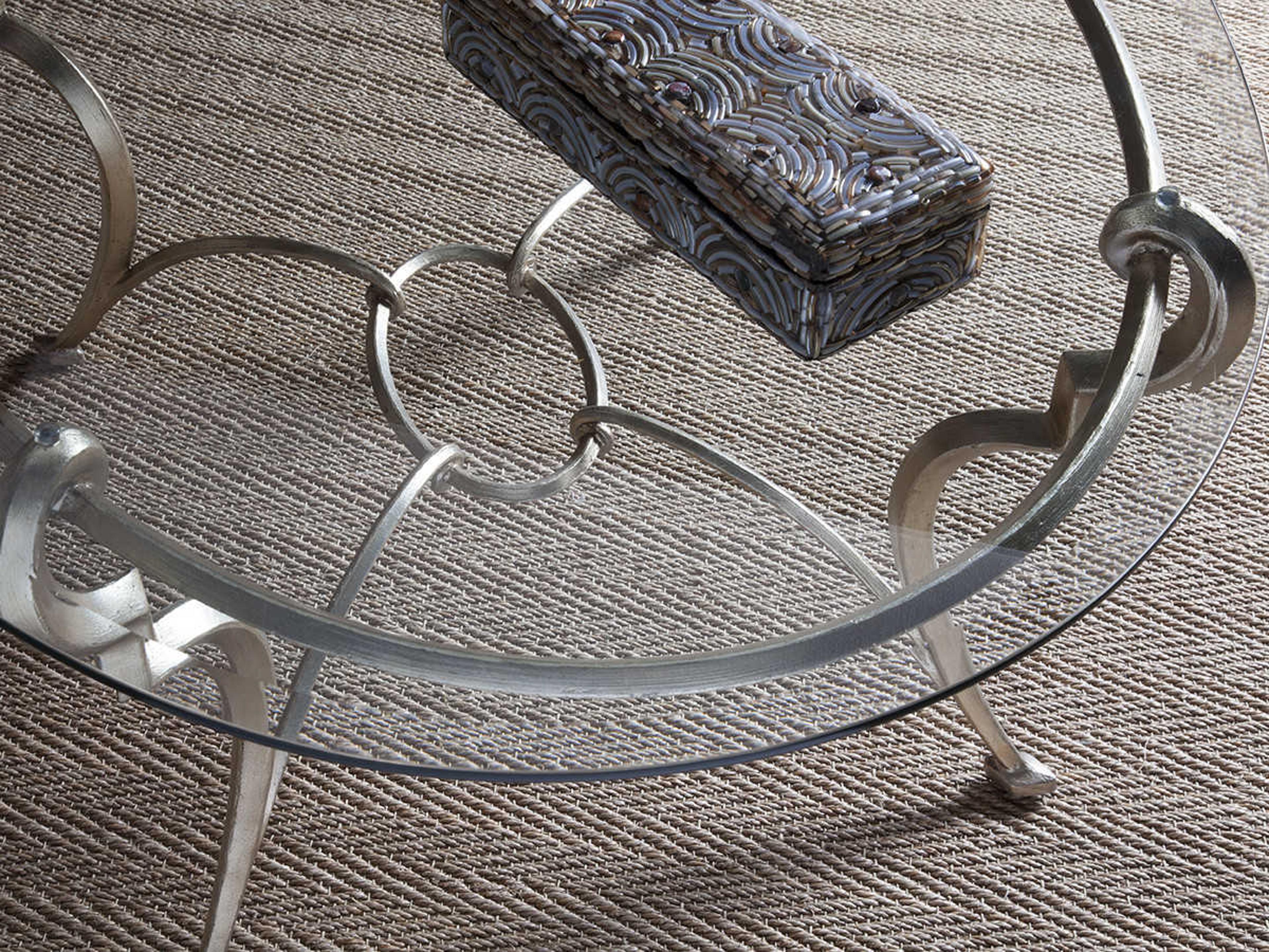 Artistica Colette Oval Glass Champagne Foil Cocktail Table