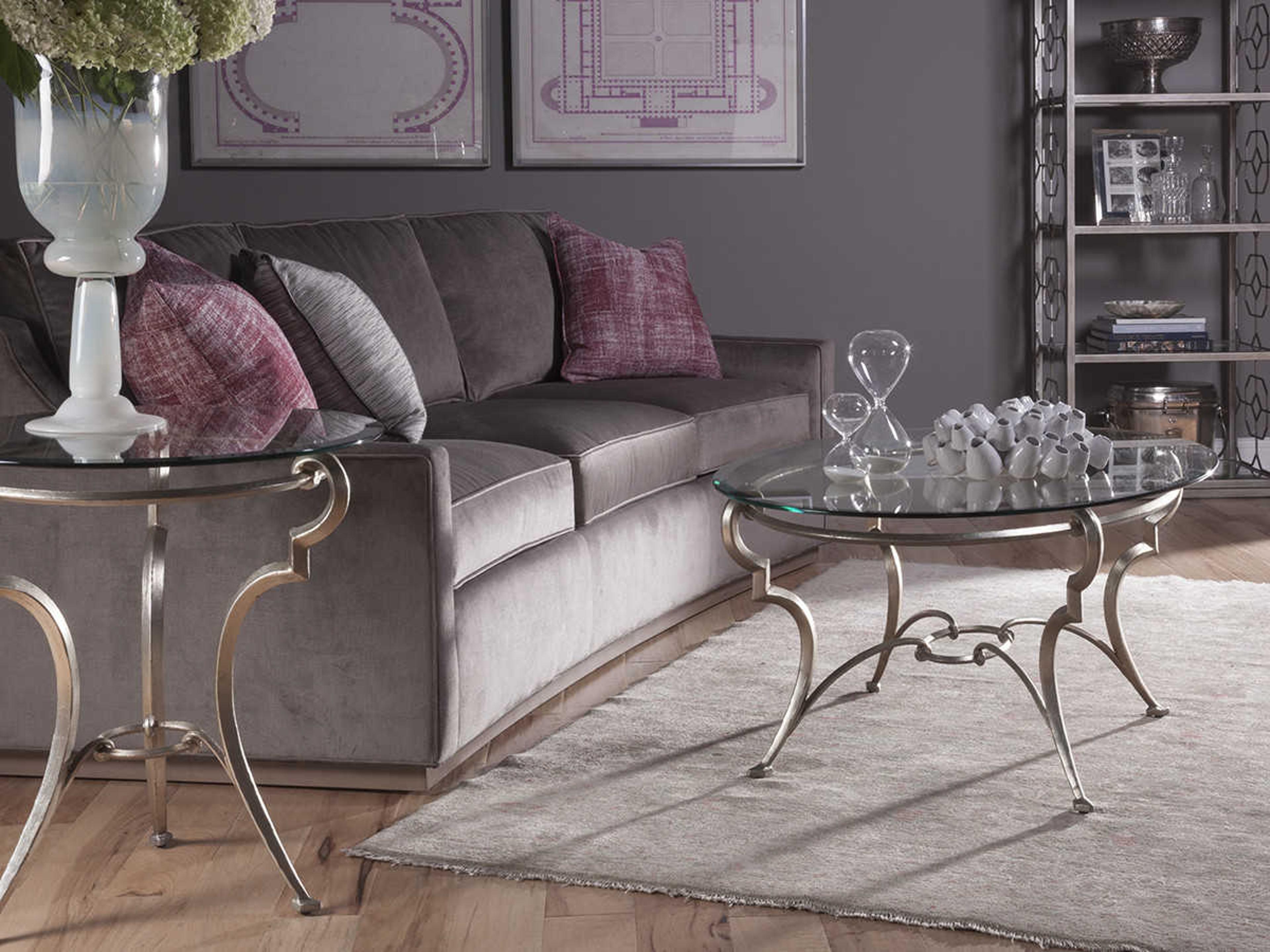 Artistica Colette Round Glass Champagne Foil End Table