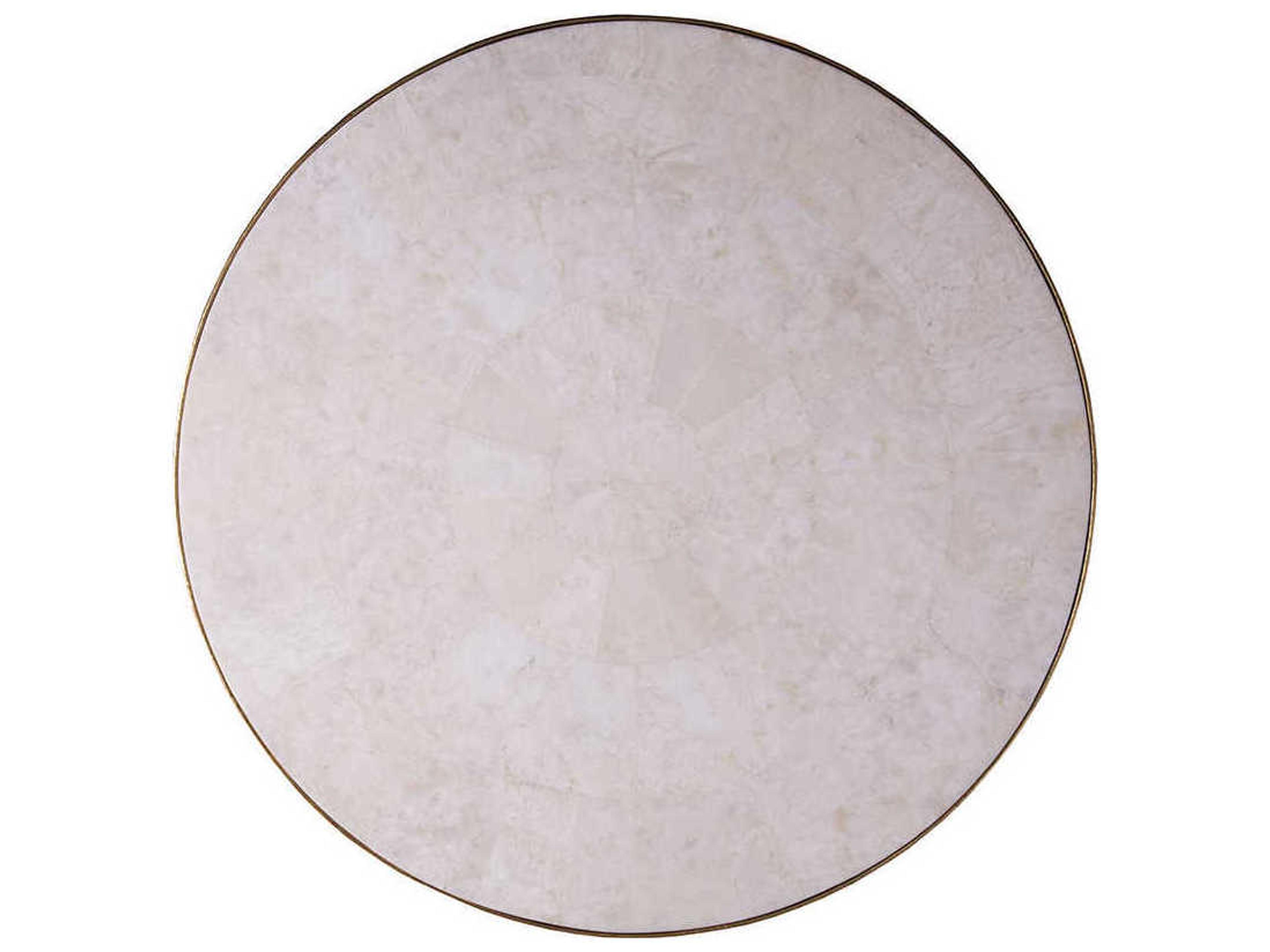 Artistica Crystal Stone Round White Fossil With Gold Foil Cocktail Table