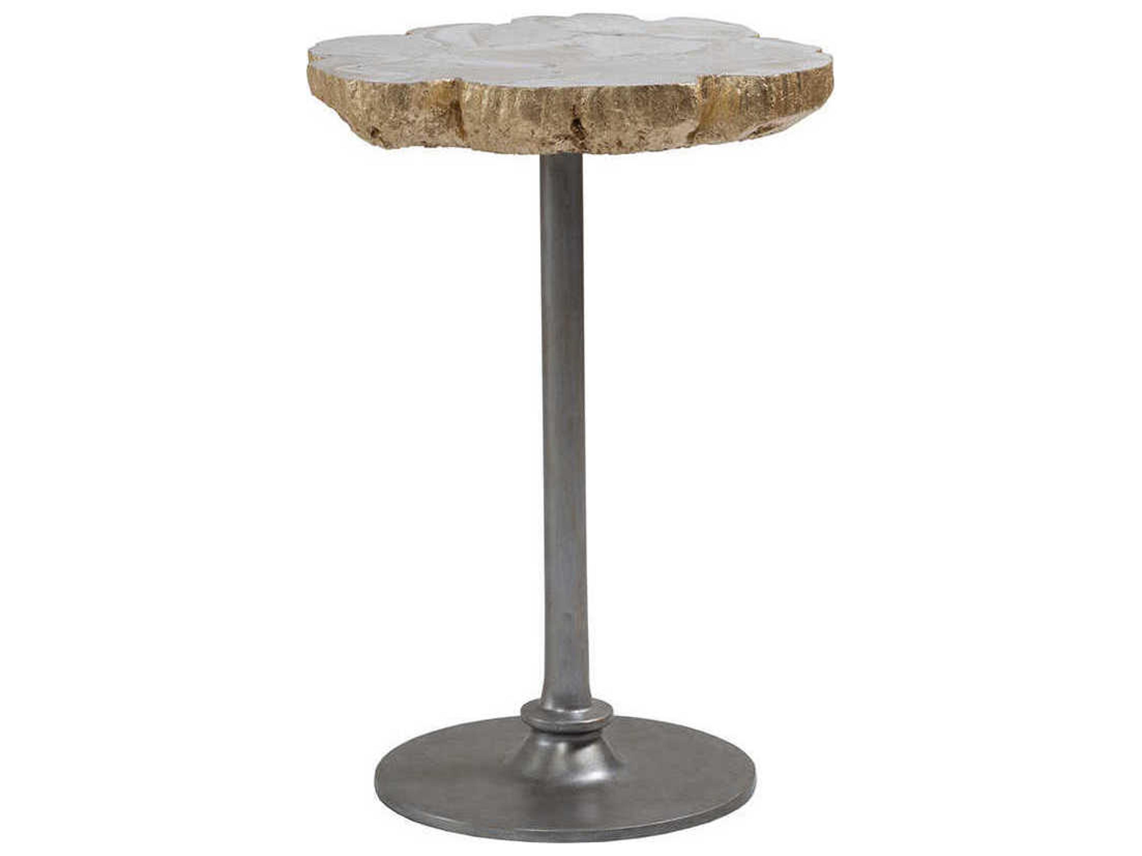 Gregory Fossilized White Clam Shell With Antique Iron End Table