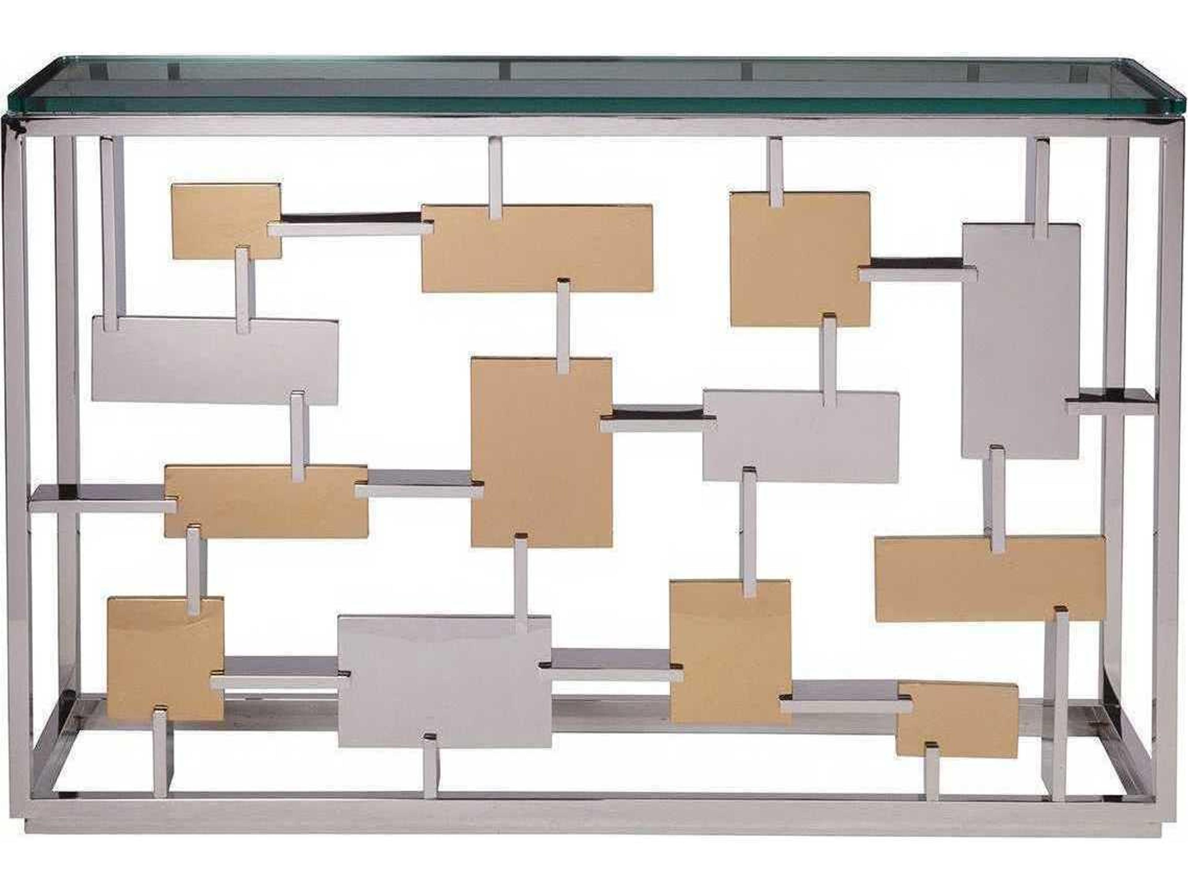 Artistica Cityscape Rectangular Glass Warm Polished Console Table