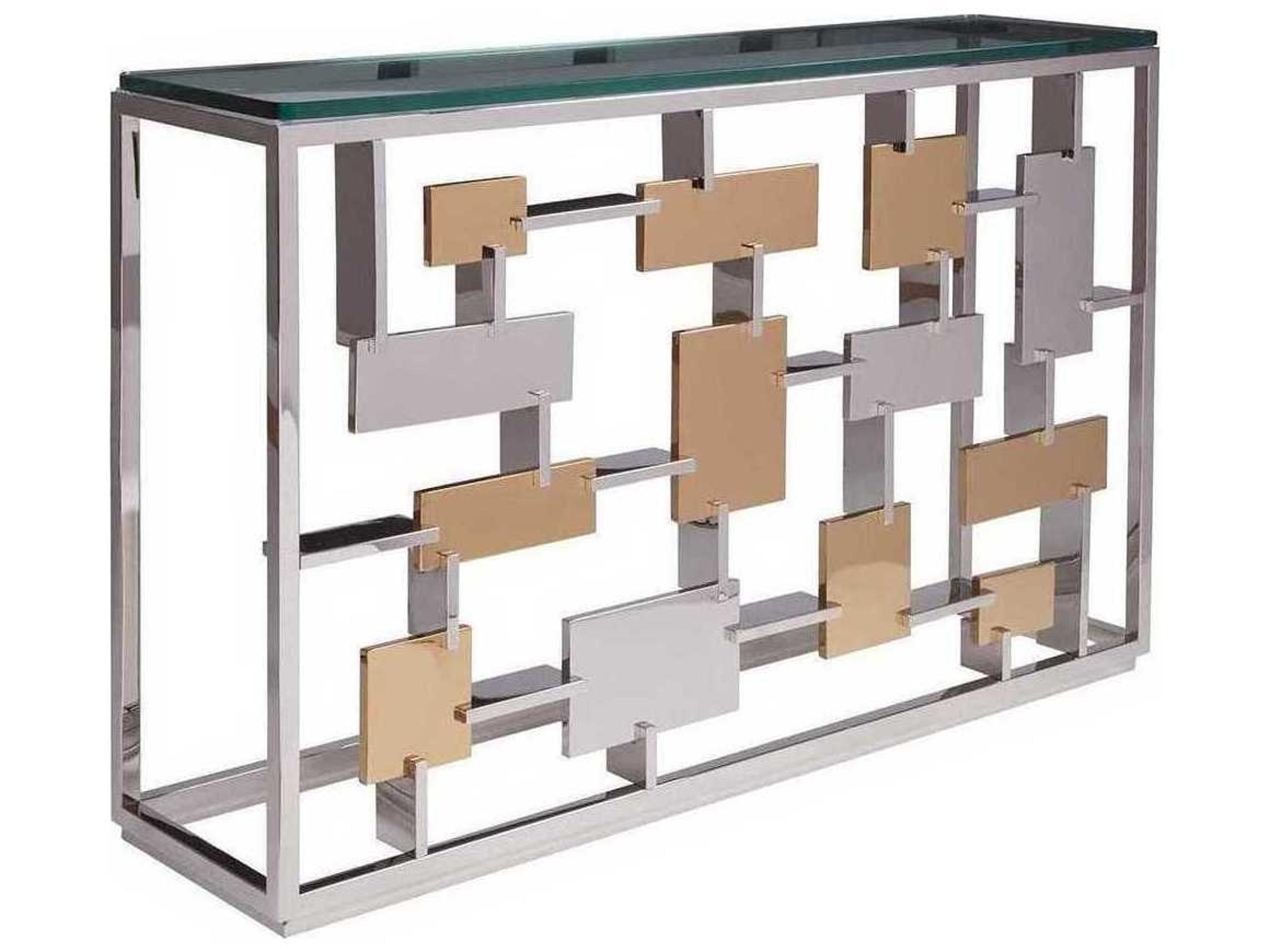 Artistica Cityscape Rectangular Glass Warm Polished Console Table