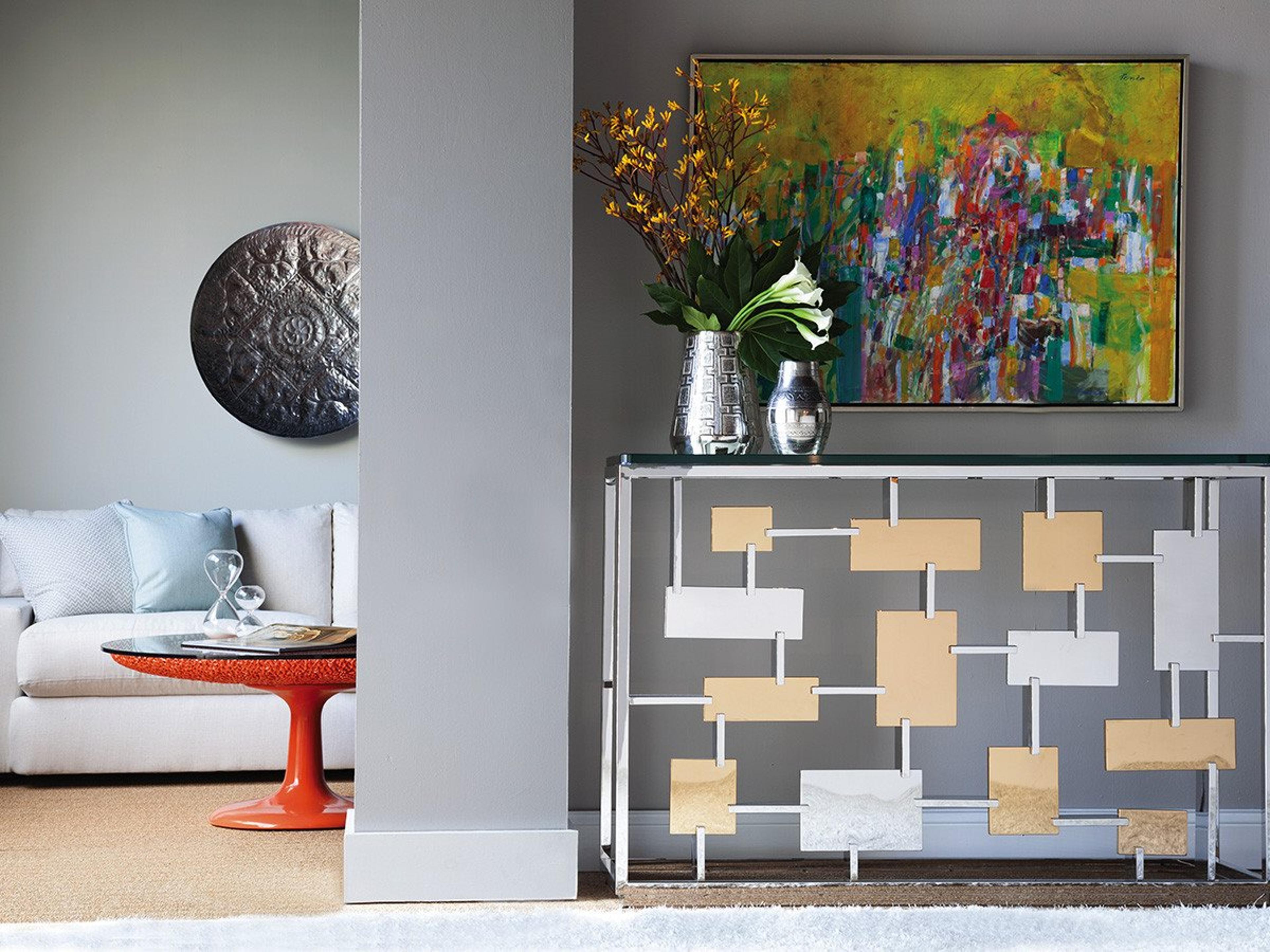 Artistica Cityscape Rectangular Glass Warm Polished Console Table