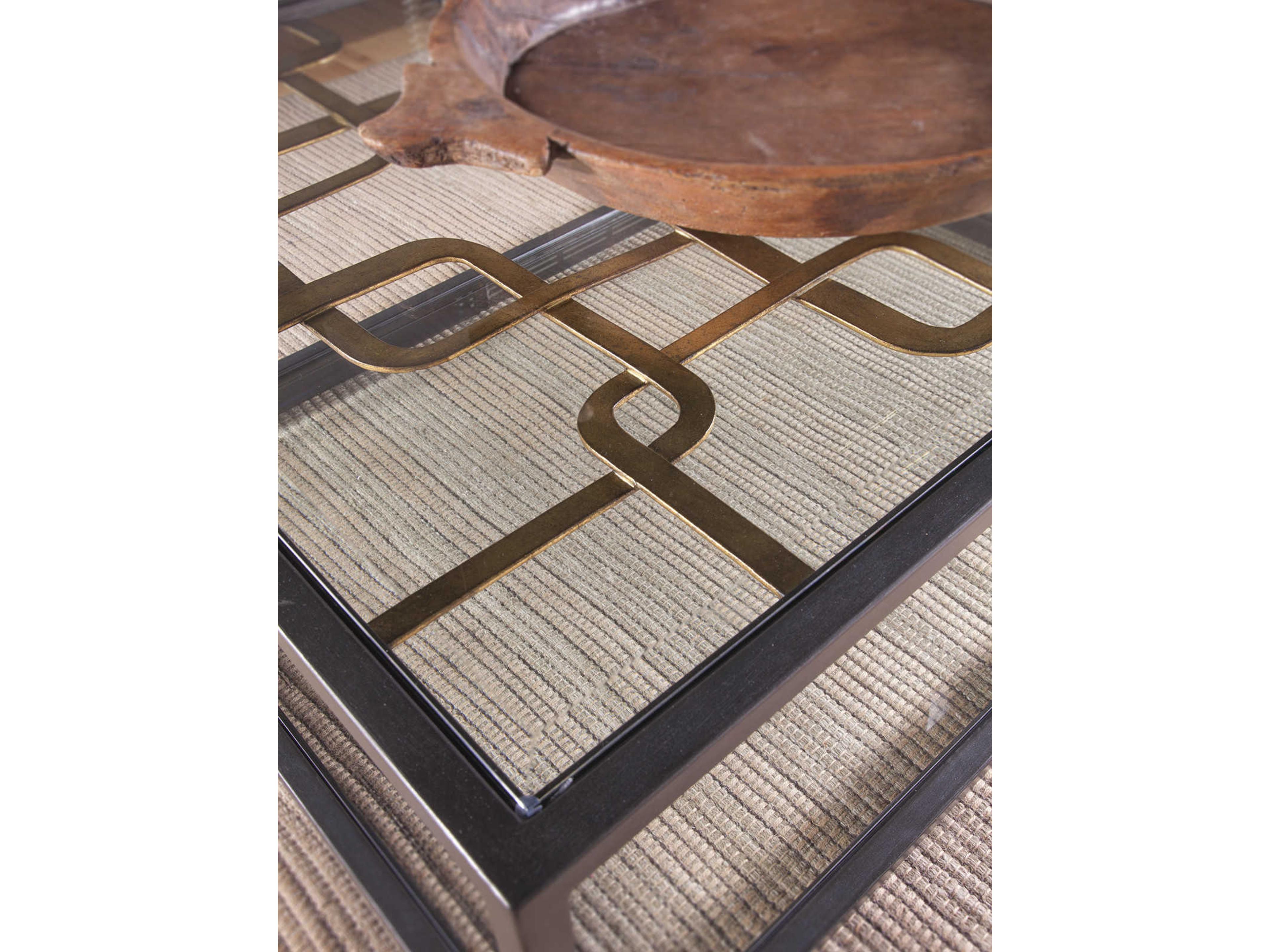 Artistica Moxie Rectangular Glass Antique Black With Glazed Gold Foil Cocktail Table