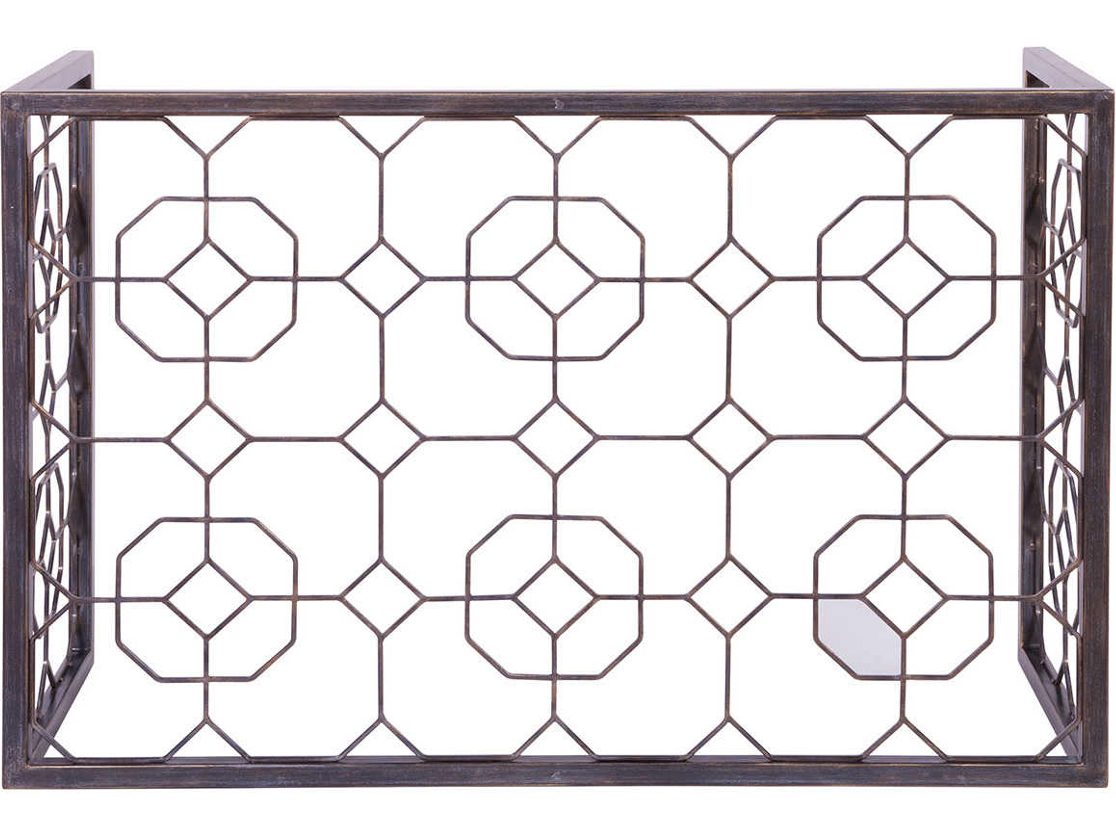 Artistica Metal Designs Honeycomb Rectangular Glass Cocktail Table