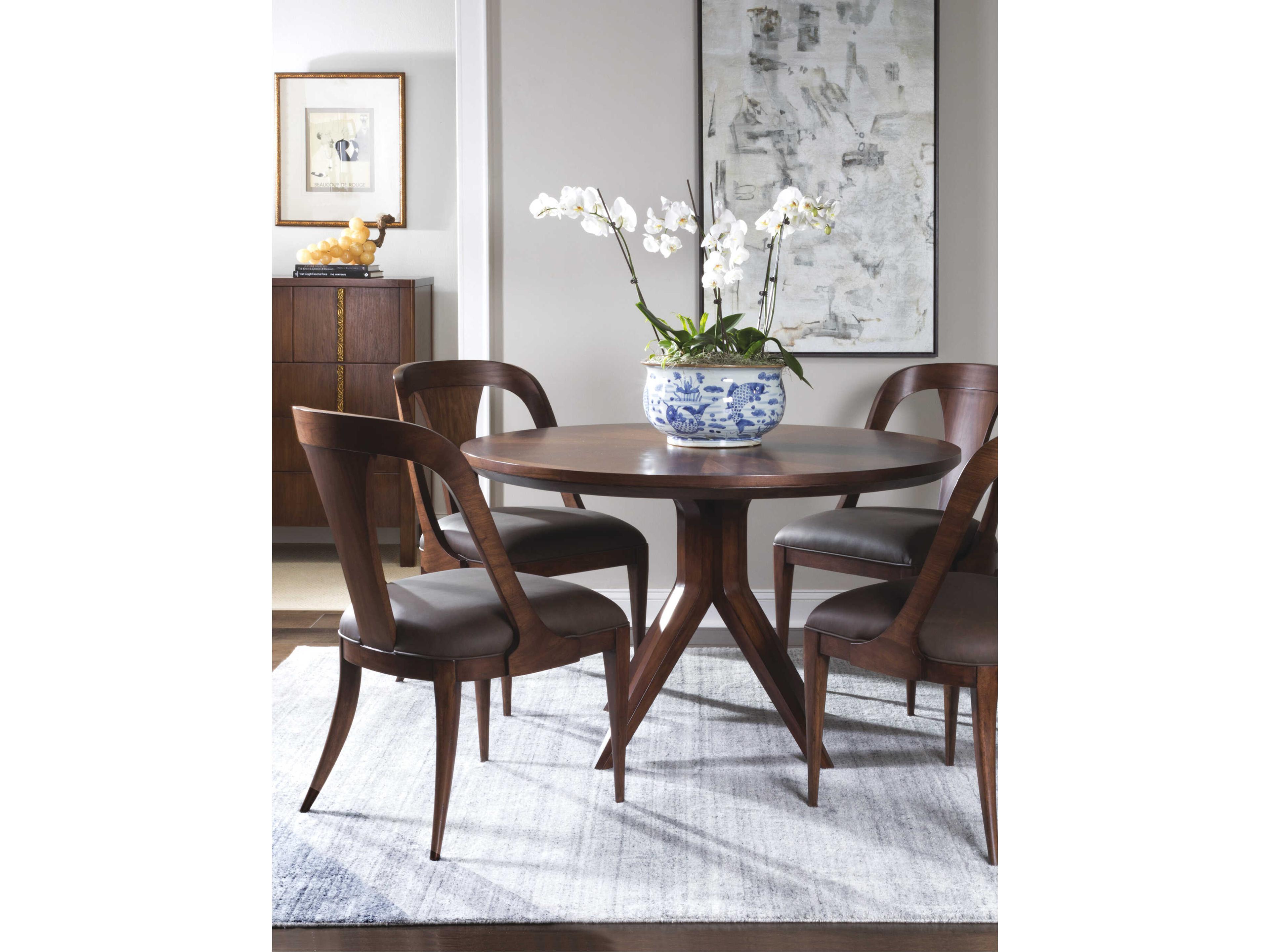 Artistica Beale Round Wood Warm Brown Mahogany Dining Table