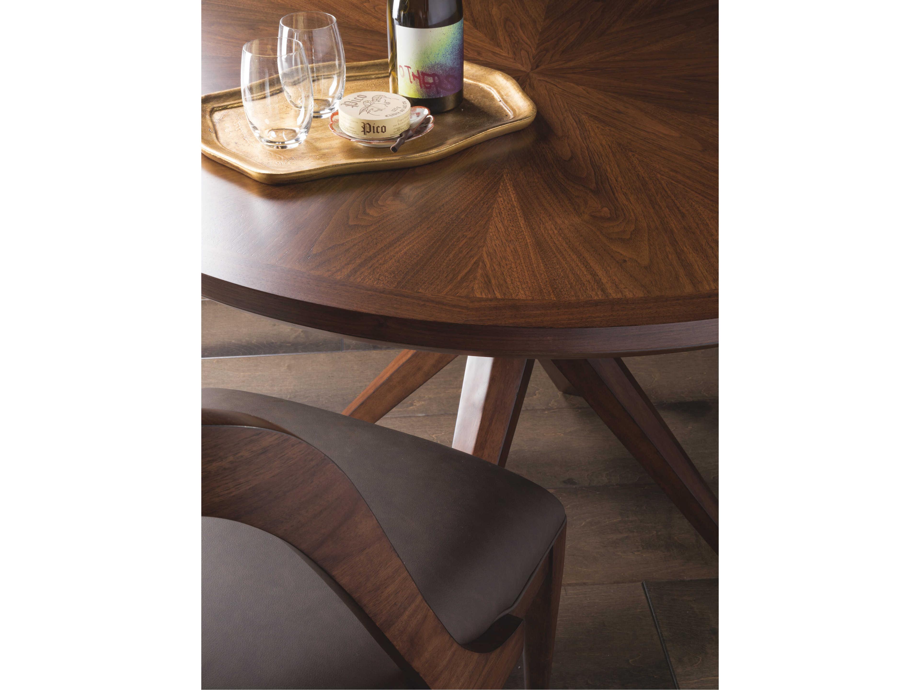 Artistica Beale Round Wood Warm Brown Mahogany Dining Table