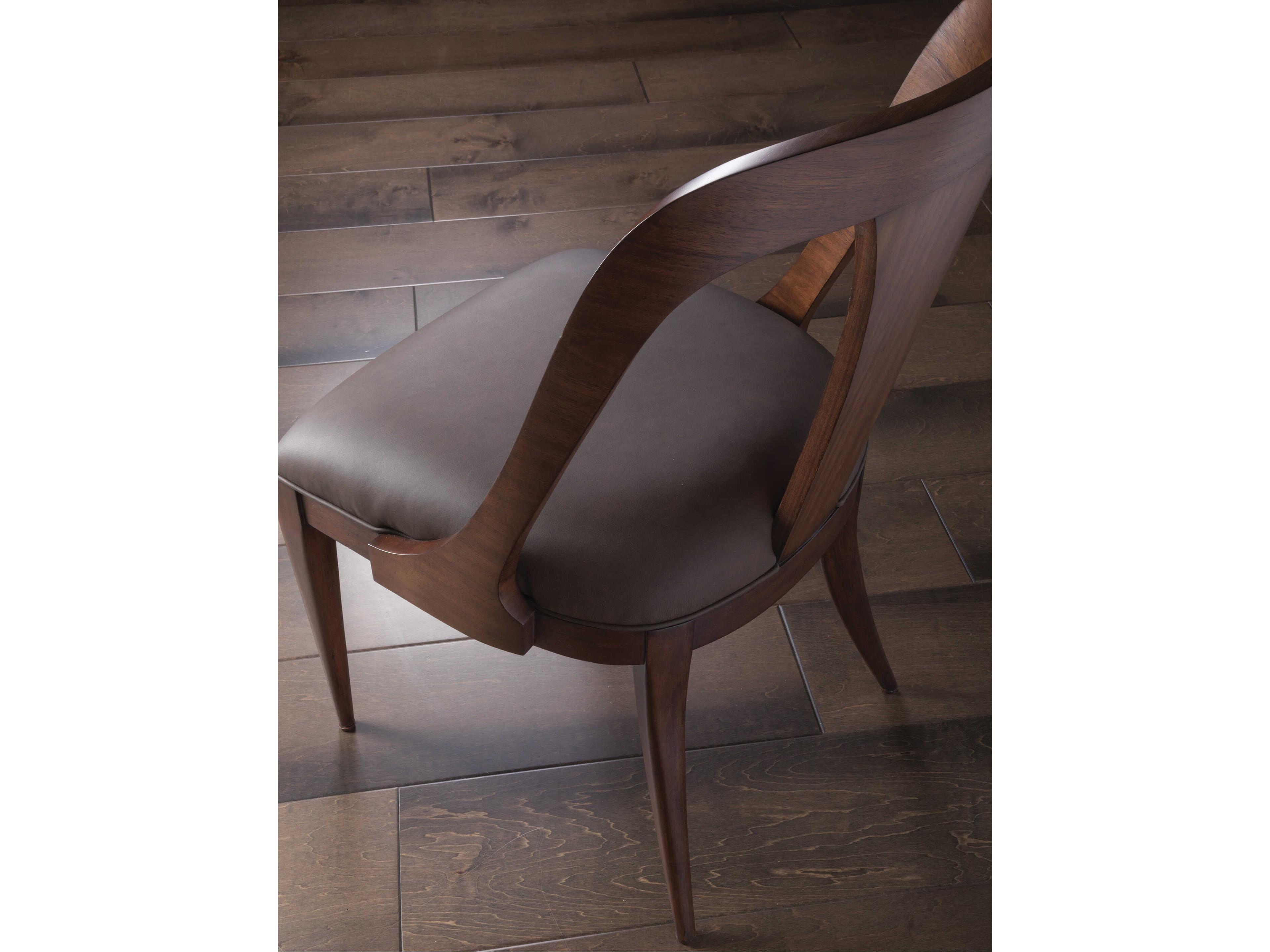Artistica Beale Walnut Wood Brown Leather Armless Dining Chair