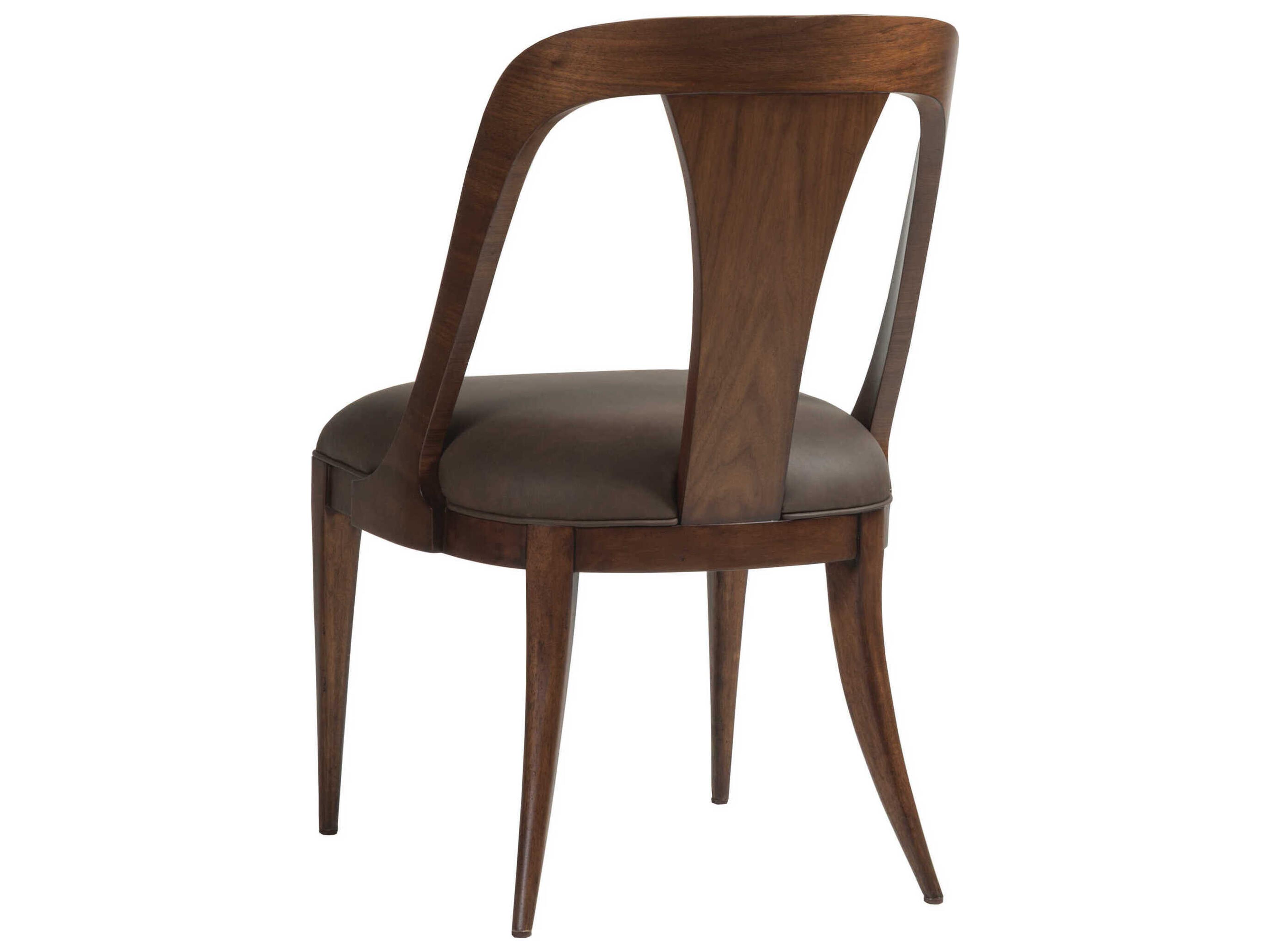 Artistica Beale Walnut Wood Leather Armless Dining Chair