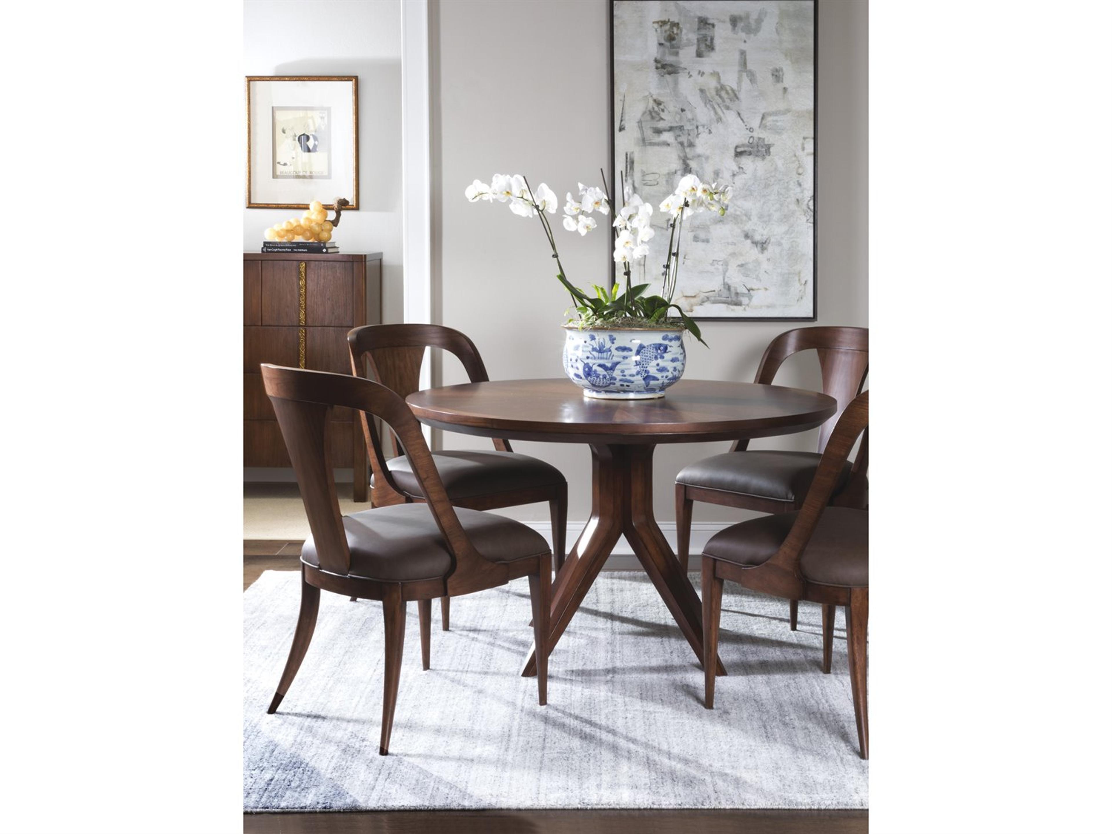 Artistica Beale Walnut Wood Leather Armless Dining Chair