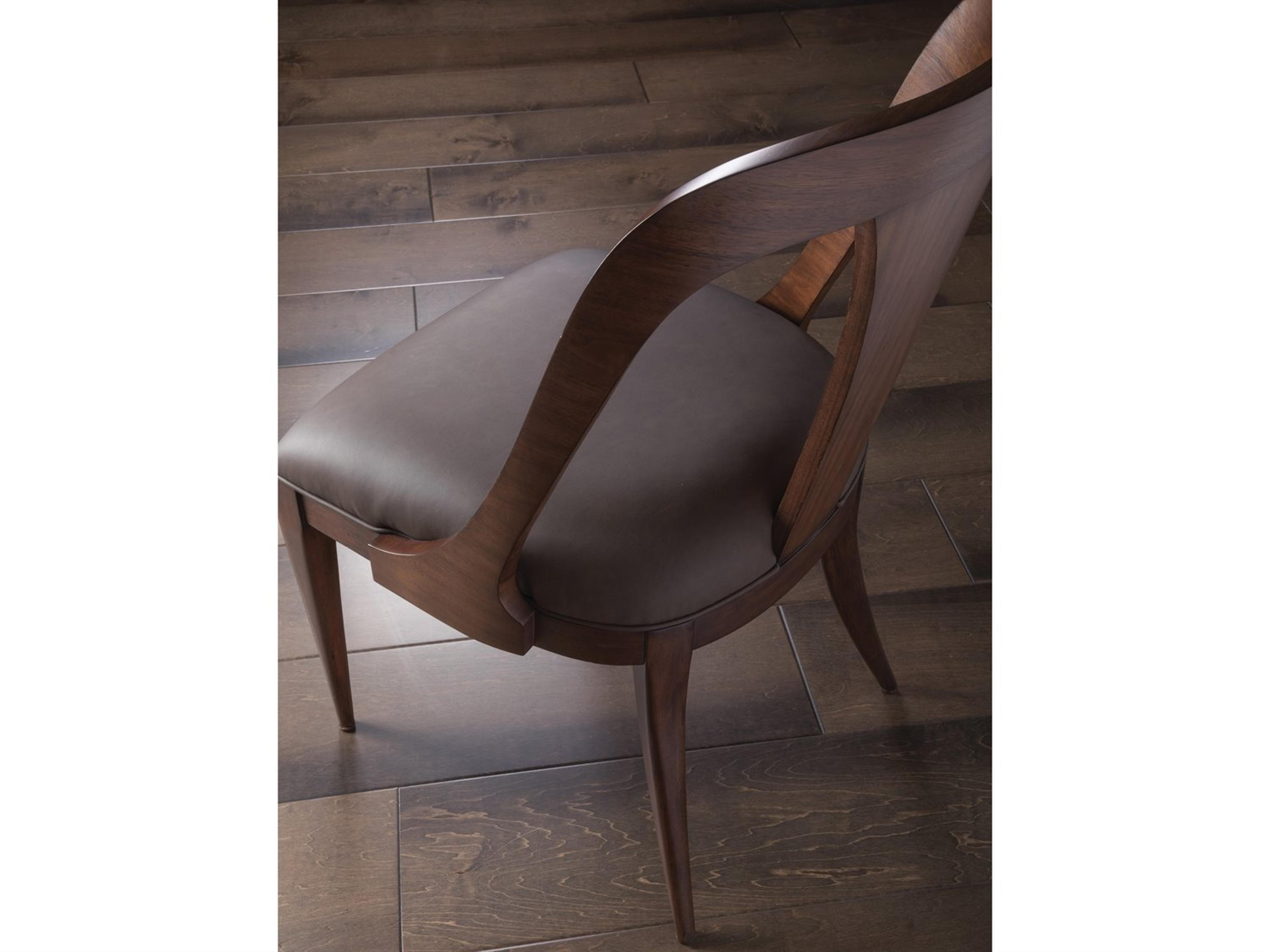 Artistica Beale Walnut Wood Leather Armless Dining Chair