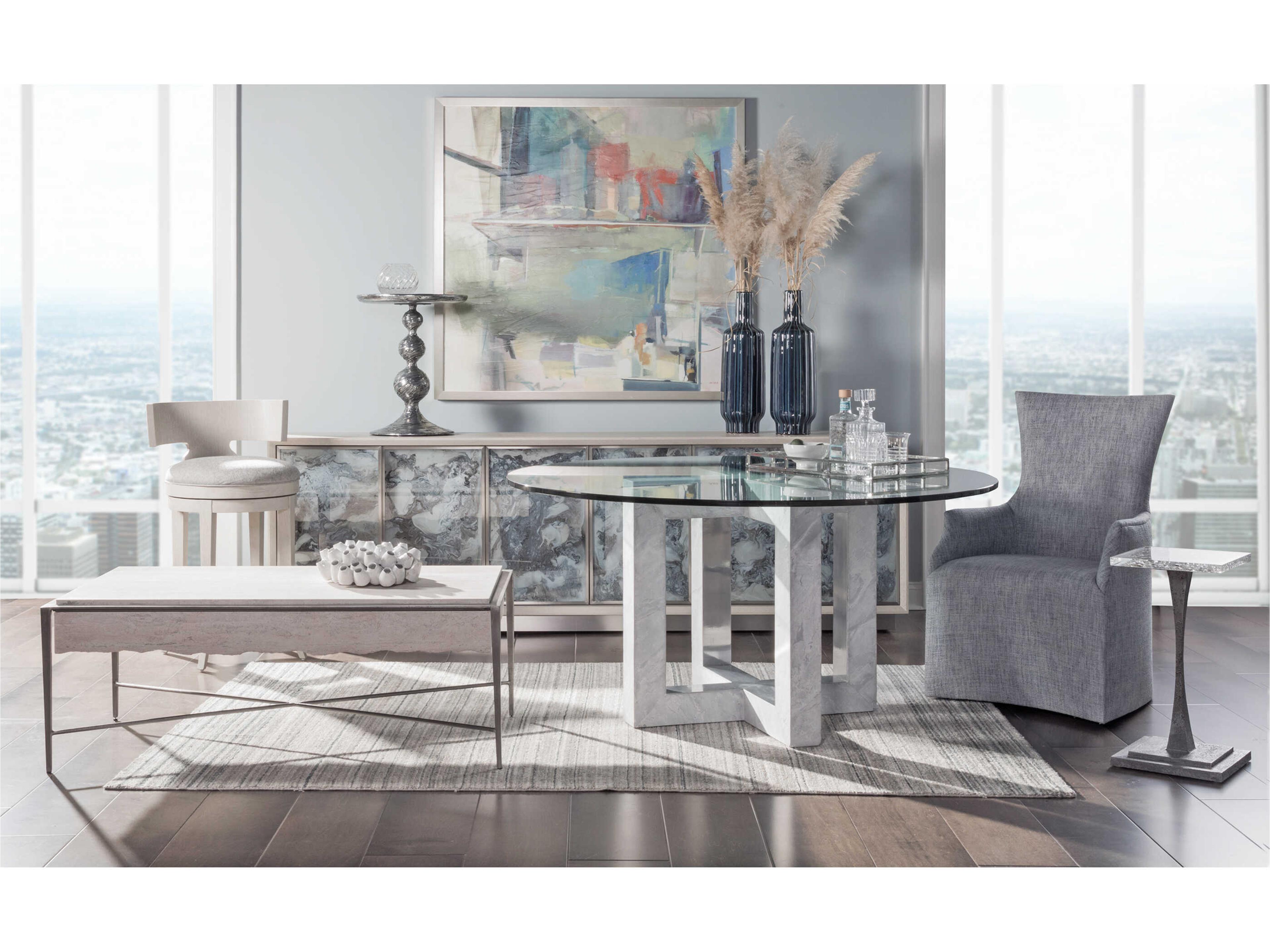 Artistica Fuente Light Gray Upholstered Swivel Bar Stool