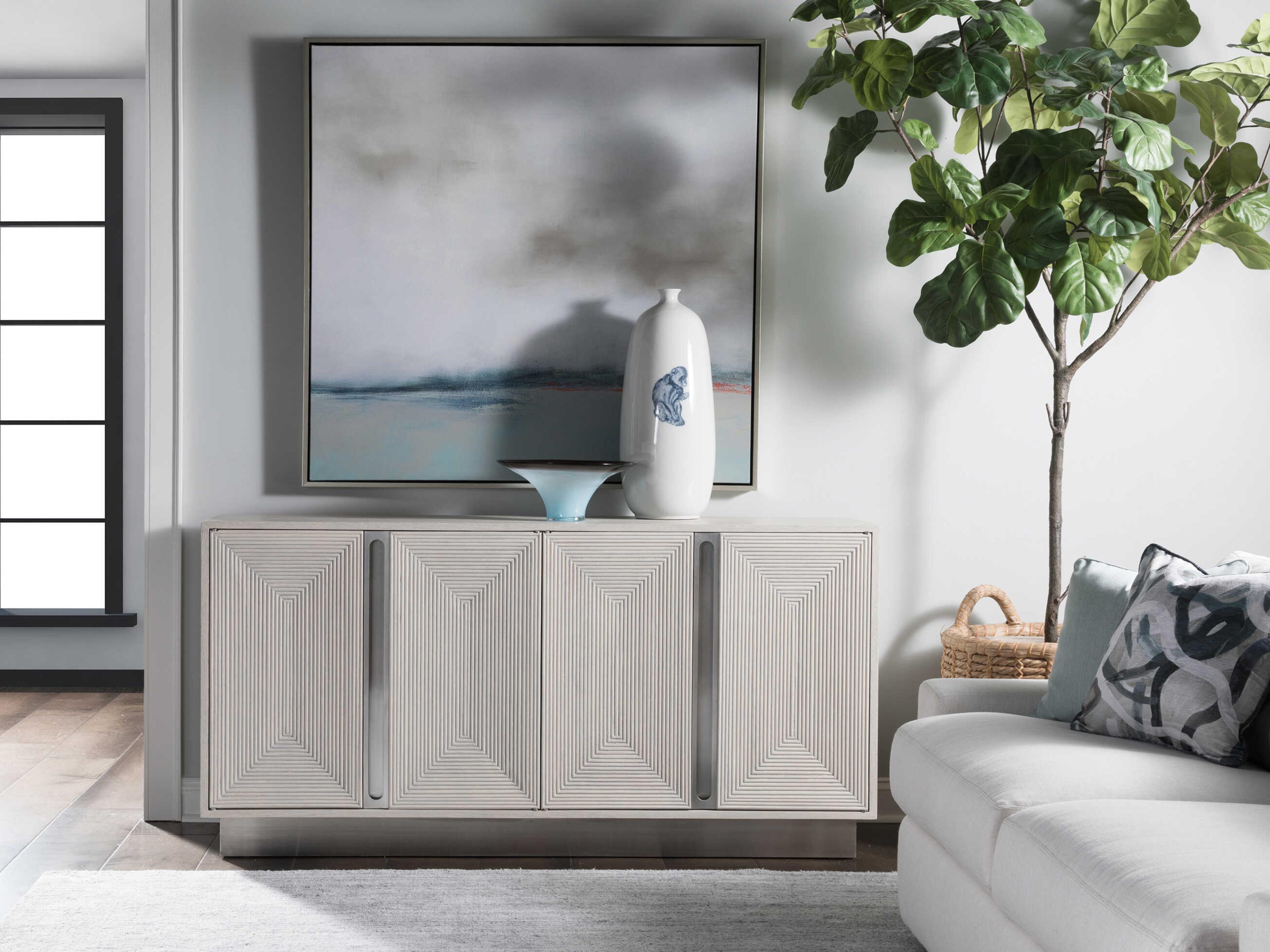 Artistica Gradient 68" Antiqued White Media Console