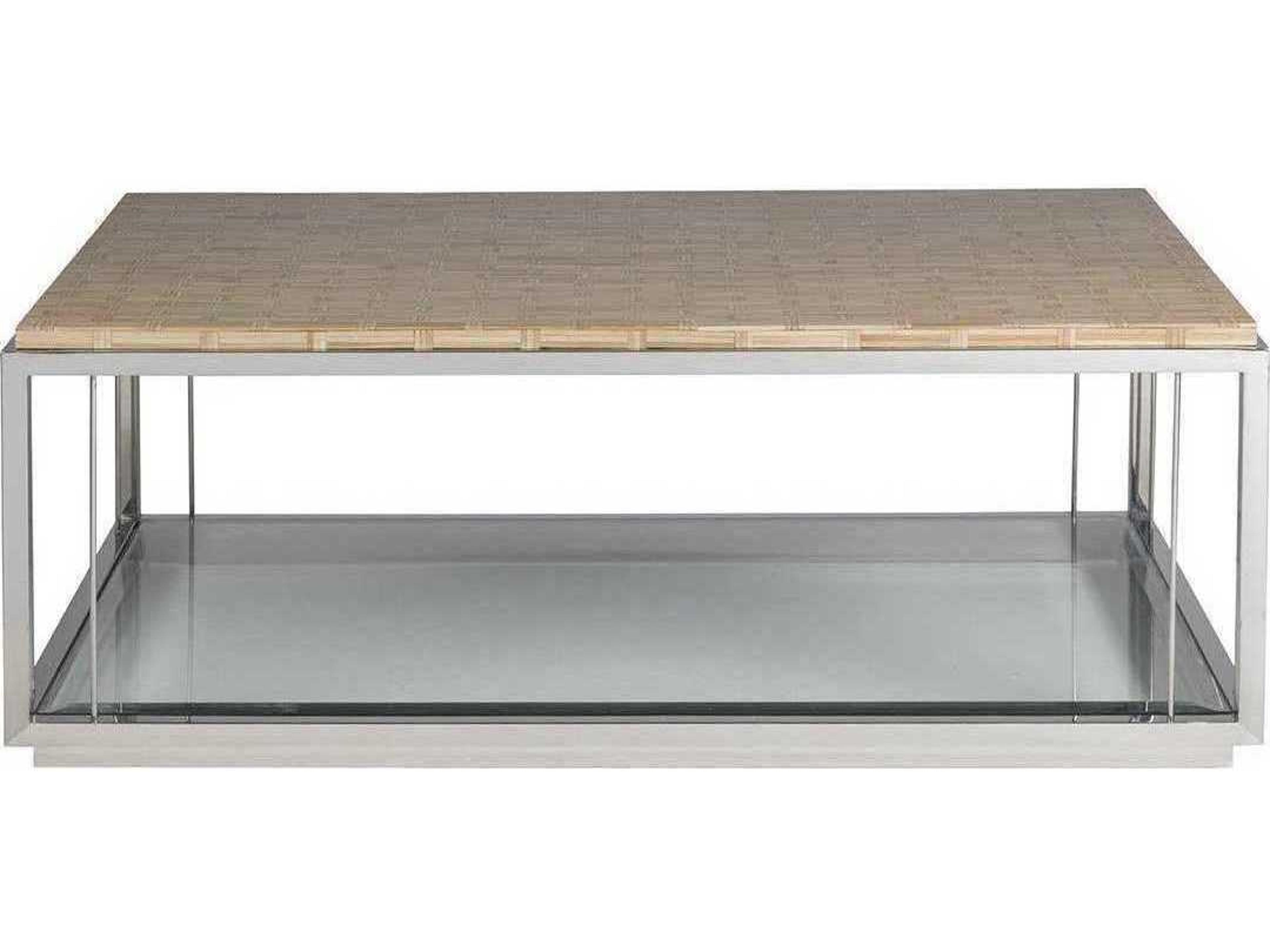 Artistica Thatch Rectangular Wood Brown Silver Cocktail Table