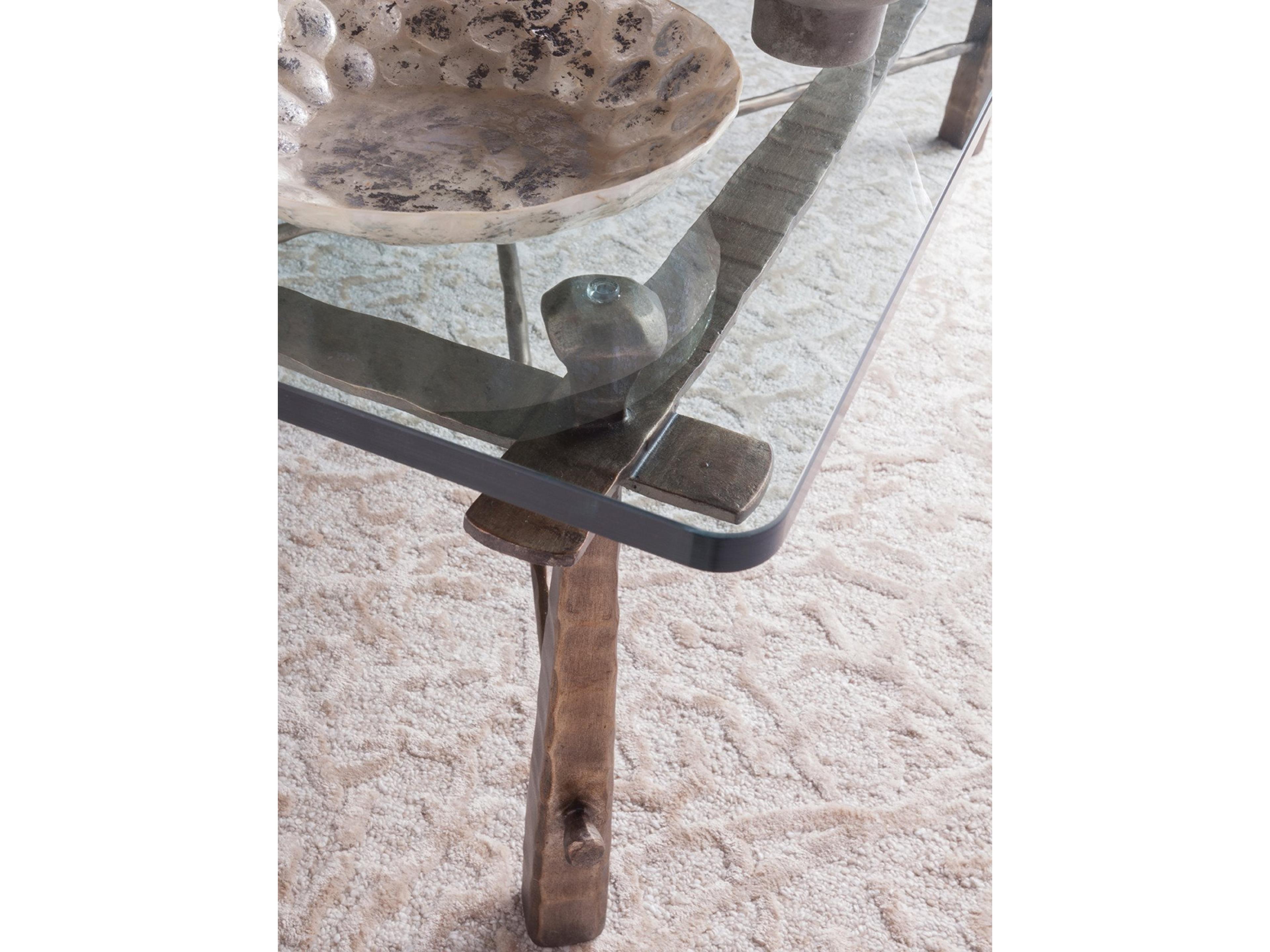 Artistica Cortona Rectangular Glass Iron Bronze Cocktail Table