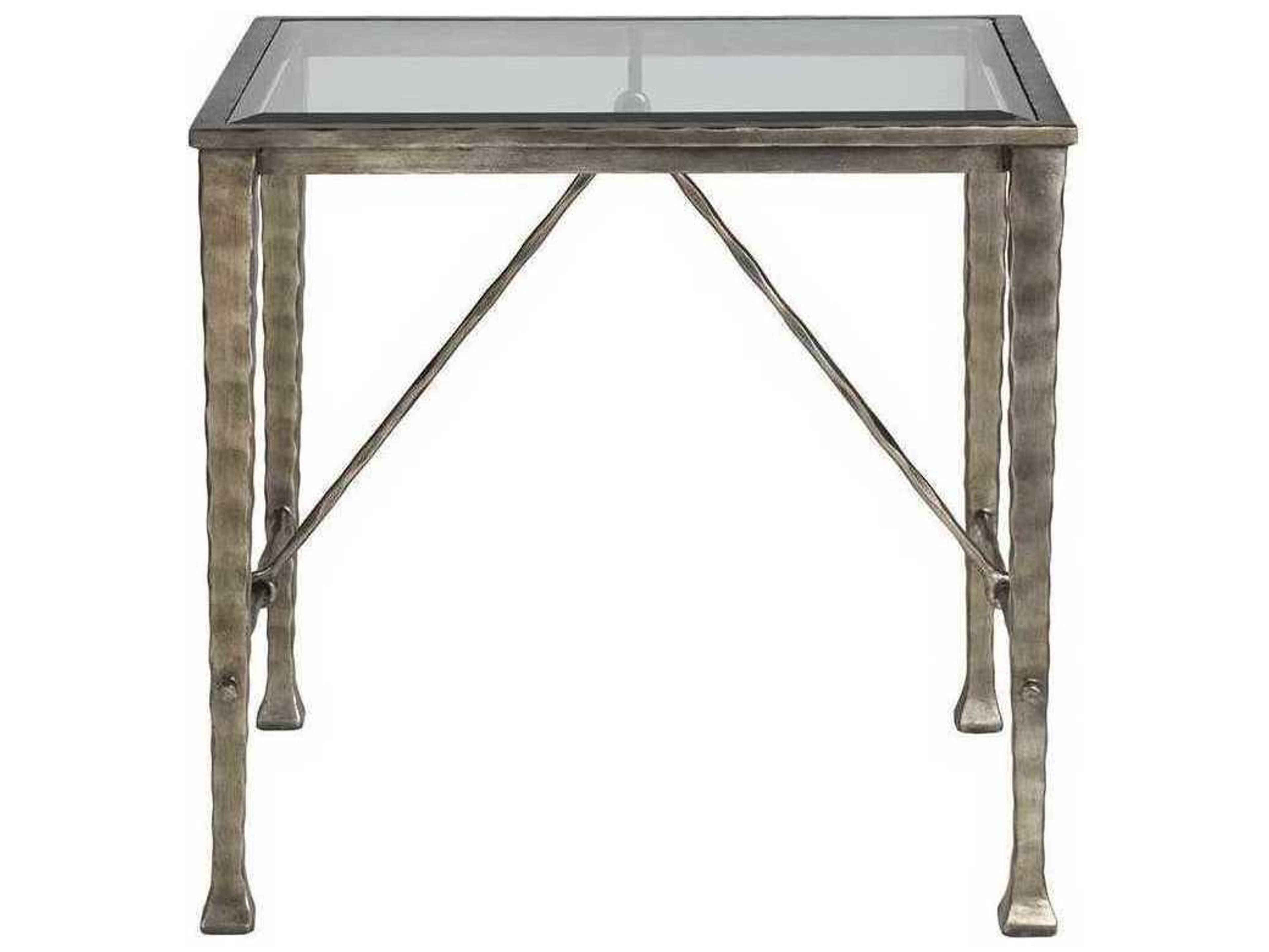Artistica Cortona Rectangular Glass Iron Bronze End Table