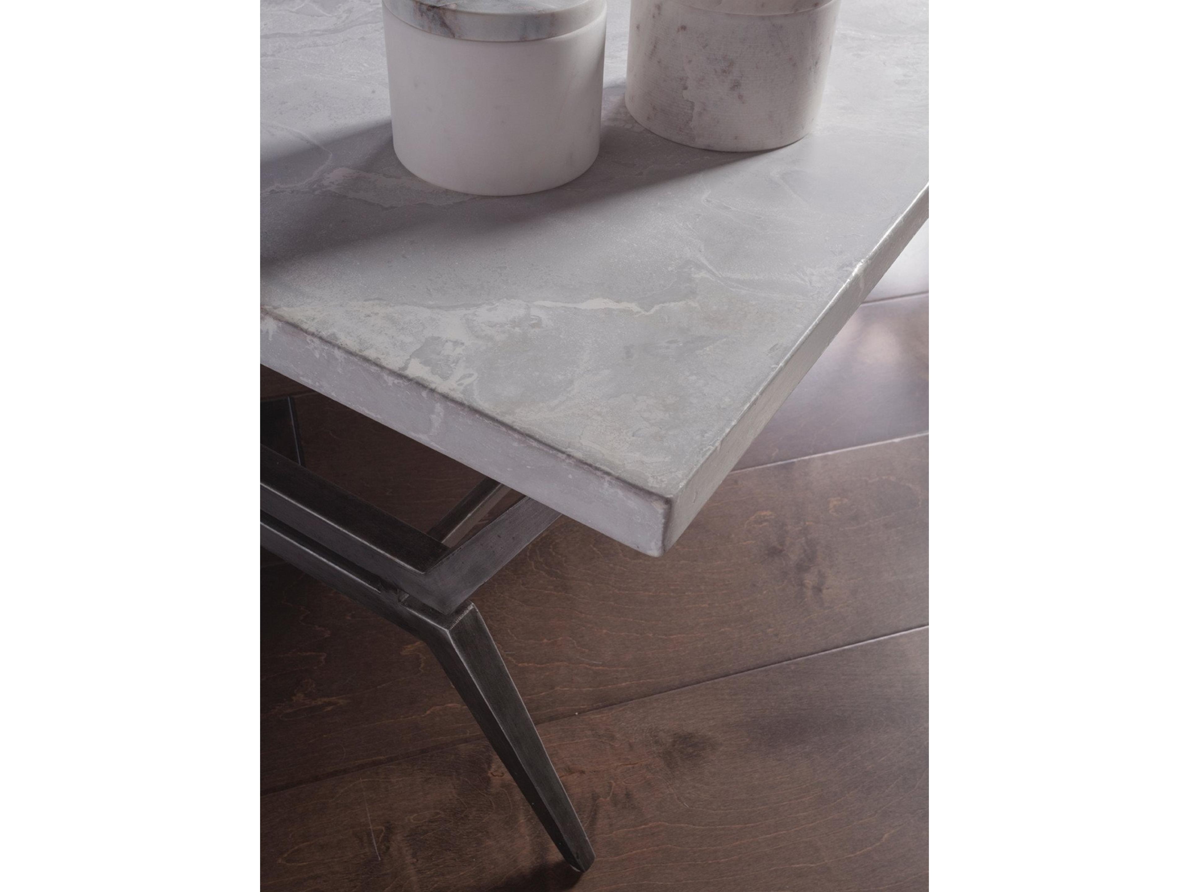 Artistica Cirro Rectangular Stone Gun Metal Gray Cocktail Table