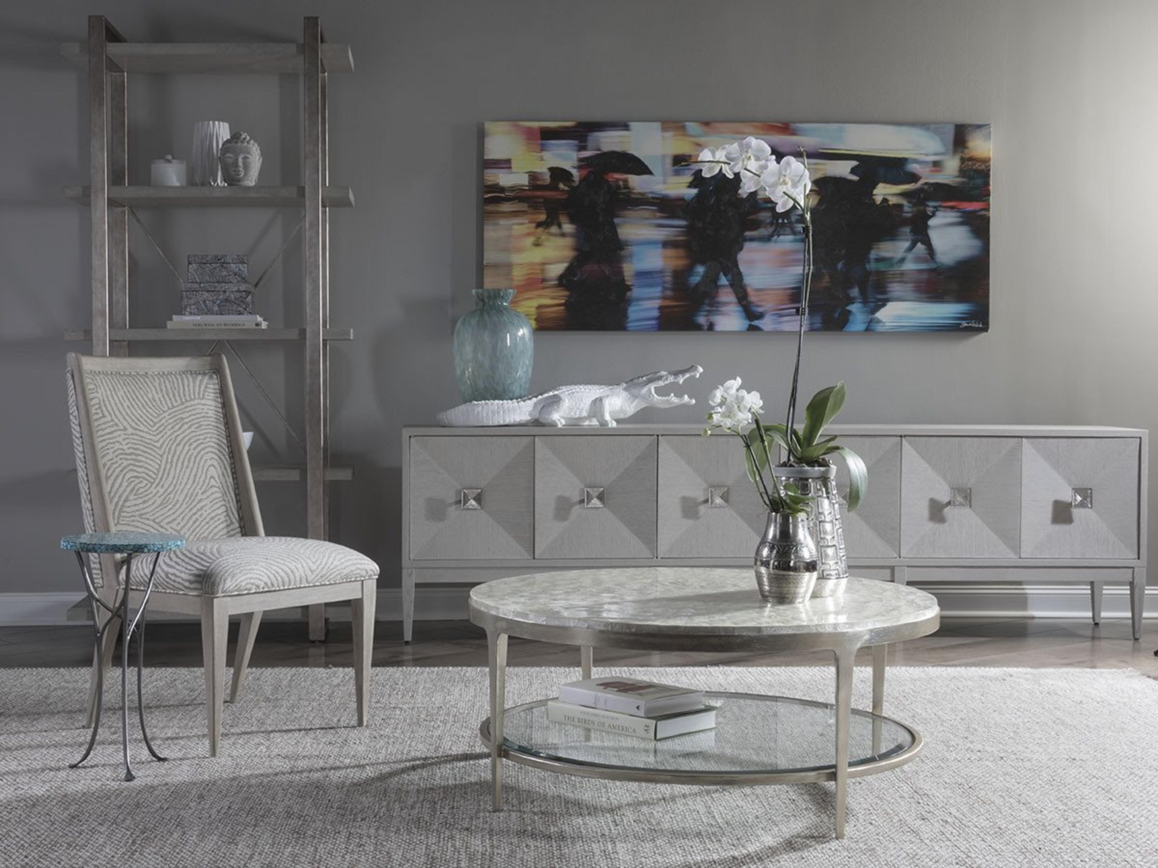 Artistica Isidora Round Turquoise Pewter End Table