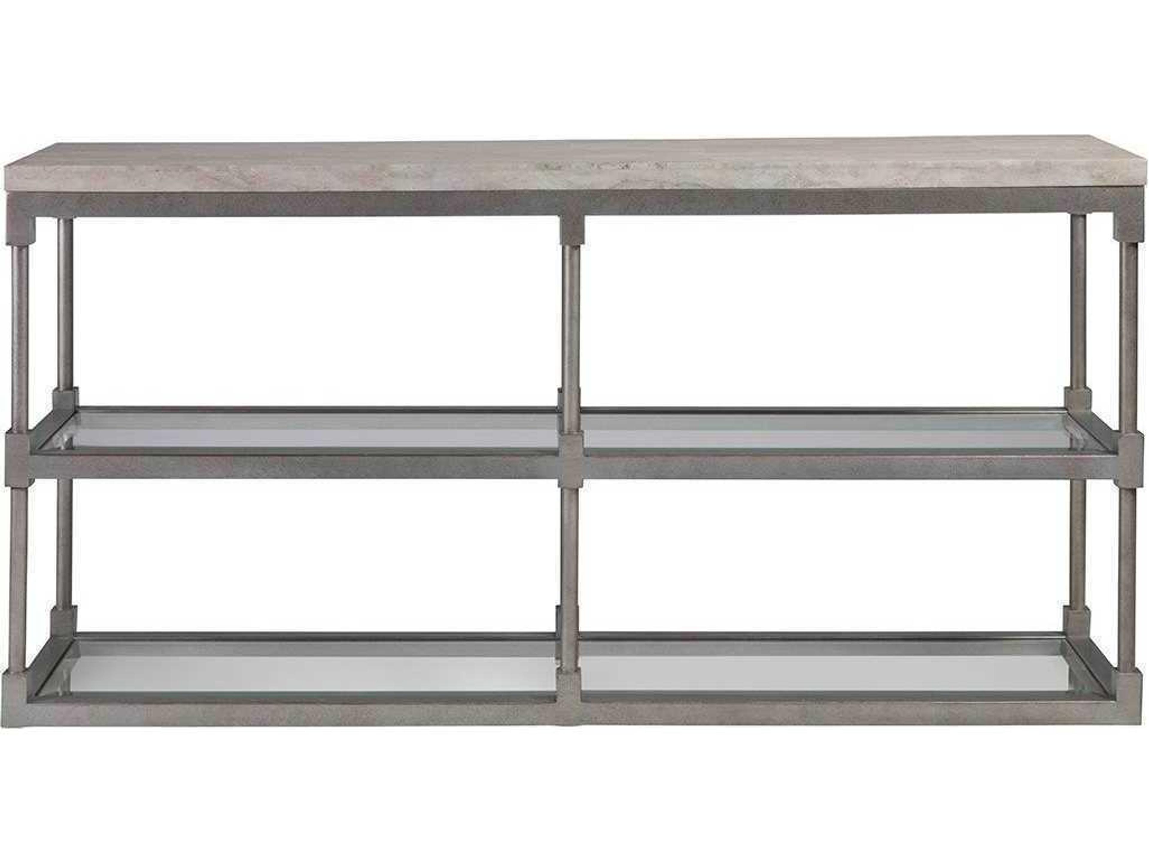Artistica Topa Rectangular Stone Antique Silver Leaf Console Table