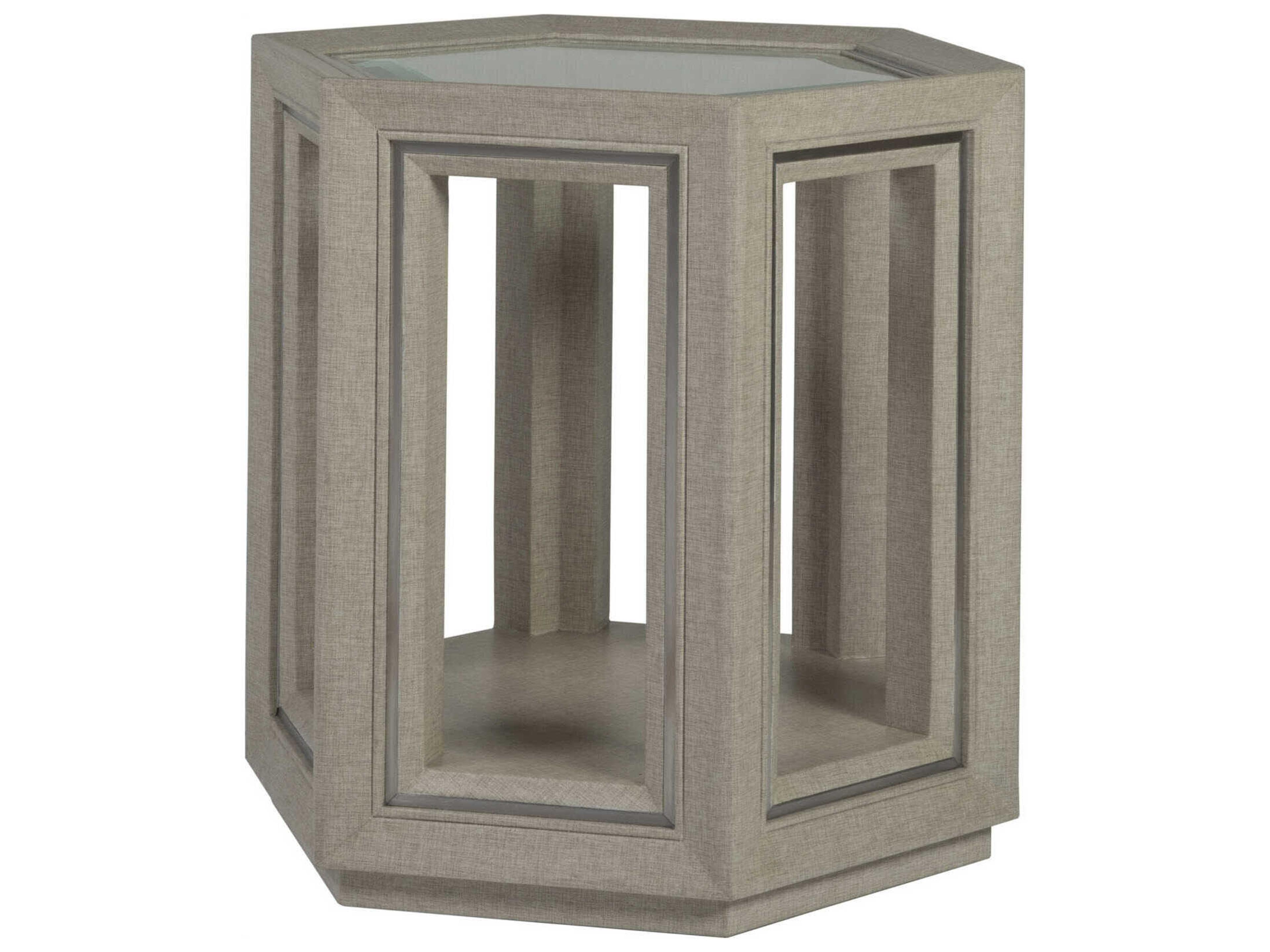 Artistica Zeitgeist Hexagon Glass Antique Linen End Table
