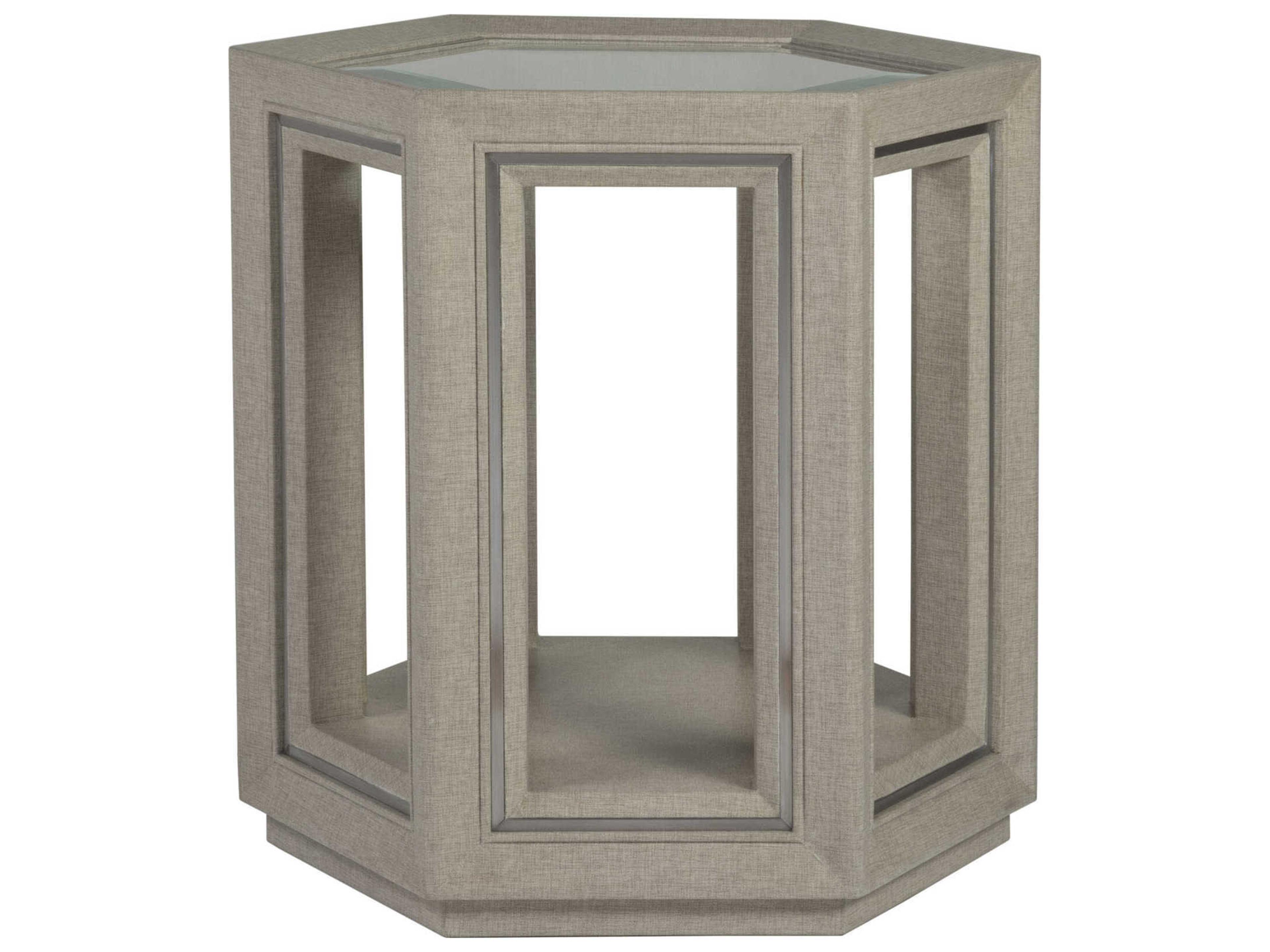Artistica Zeitgeist Hexagon Glass Antique Linen End Table