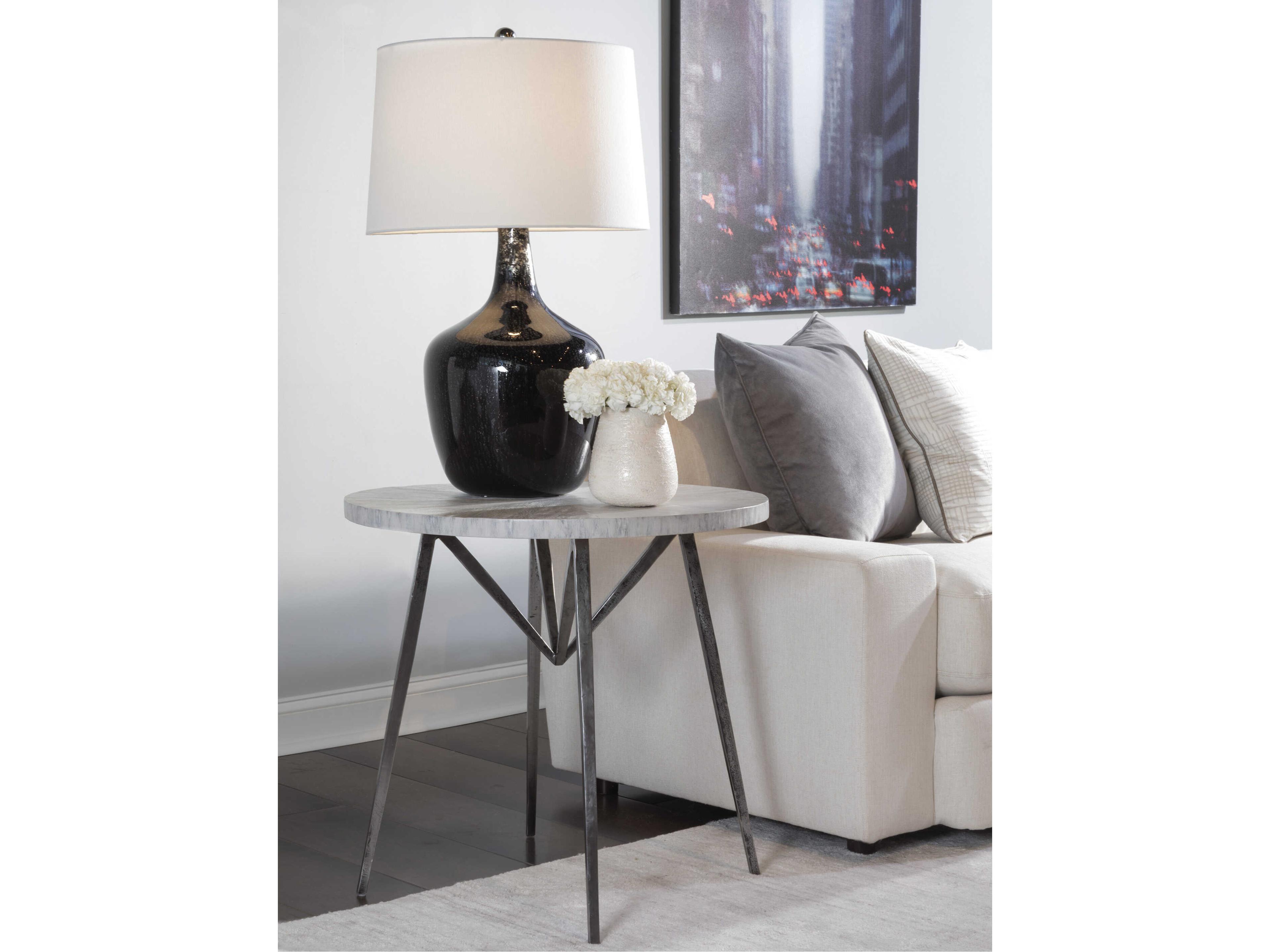 Artistica Alfie Round Wood Creamy White End Table