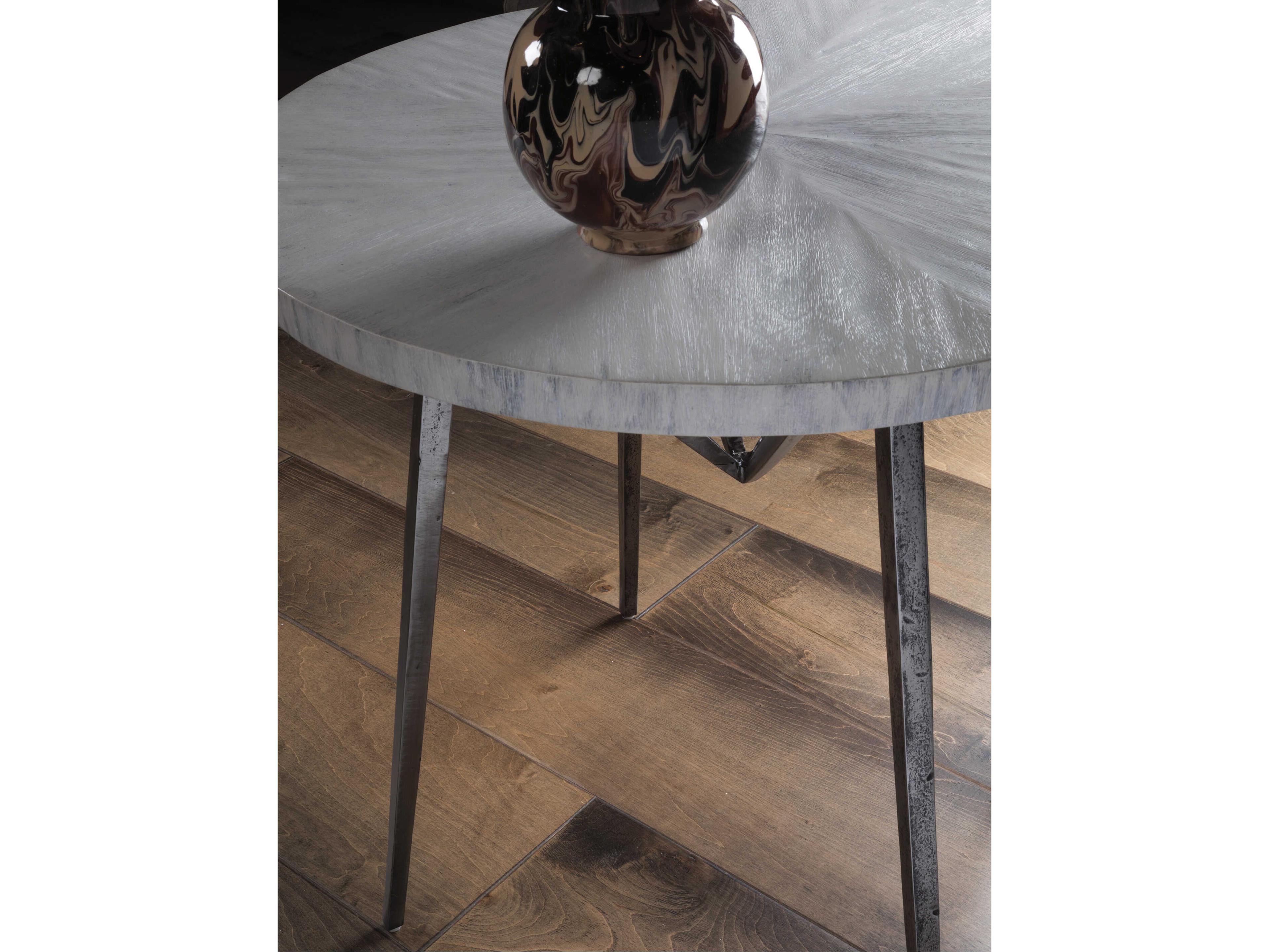 Artistica Alfie Round Wood Creamy White End Table