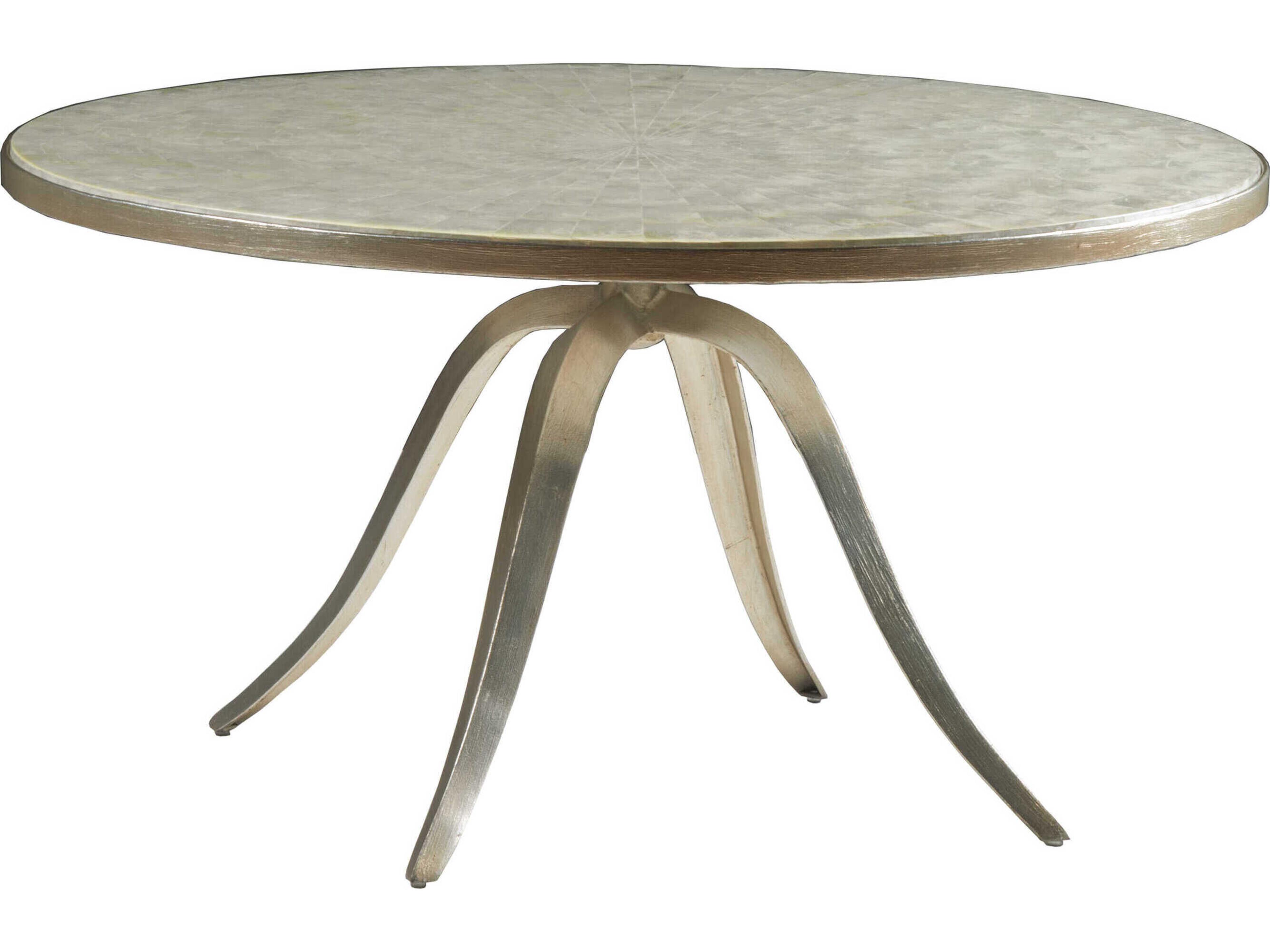 Artistica Capiz Round Stone Champagne Coffee Table