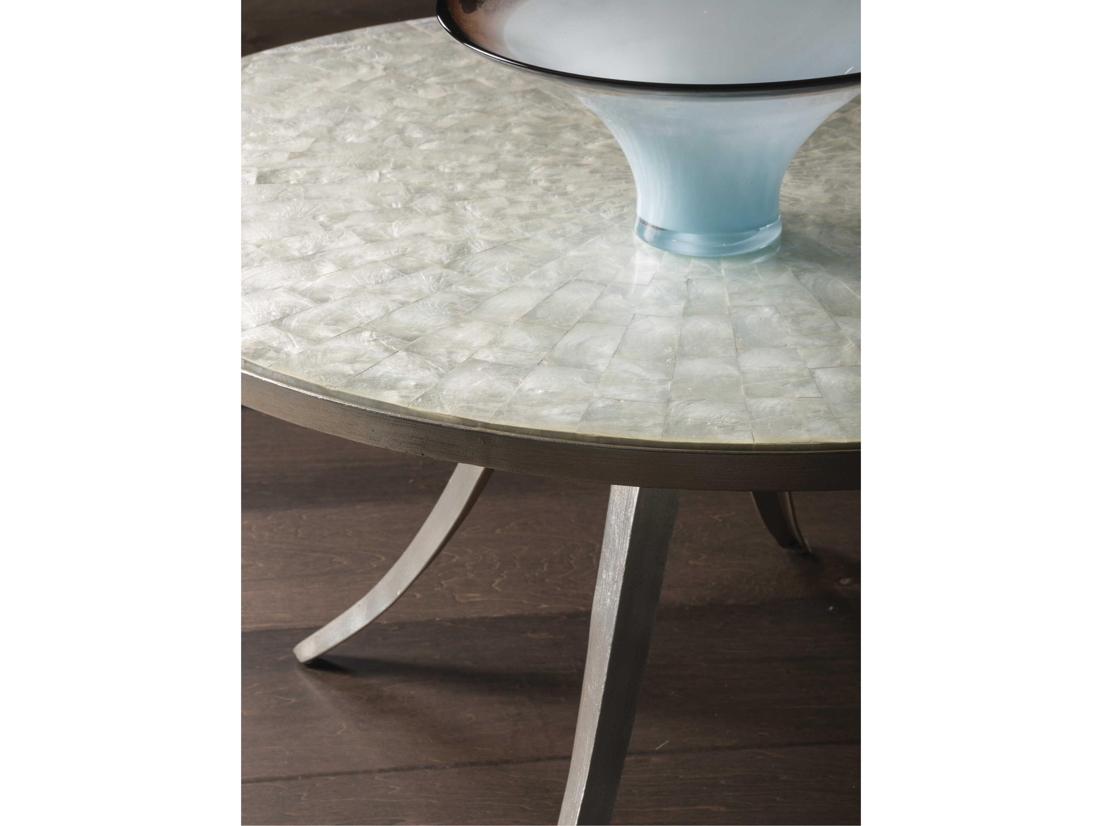 Artistica Capiz Round Stone Champagne Coffee Table